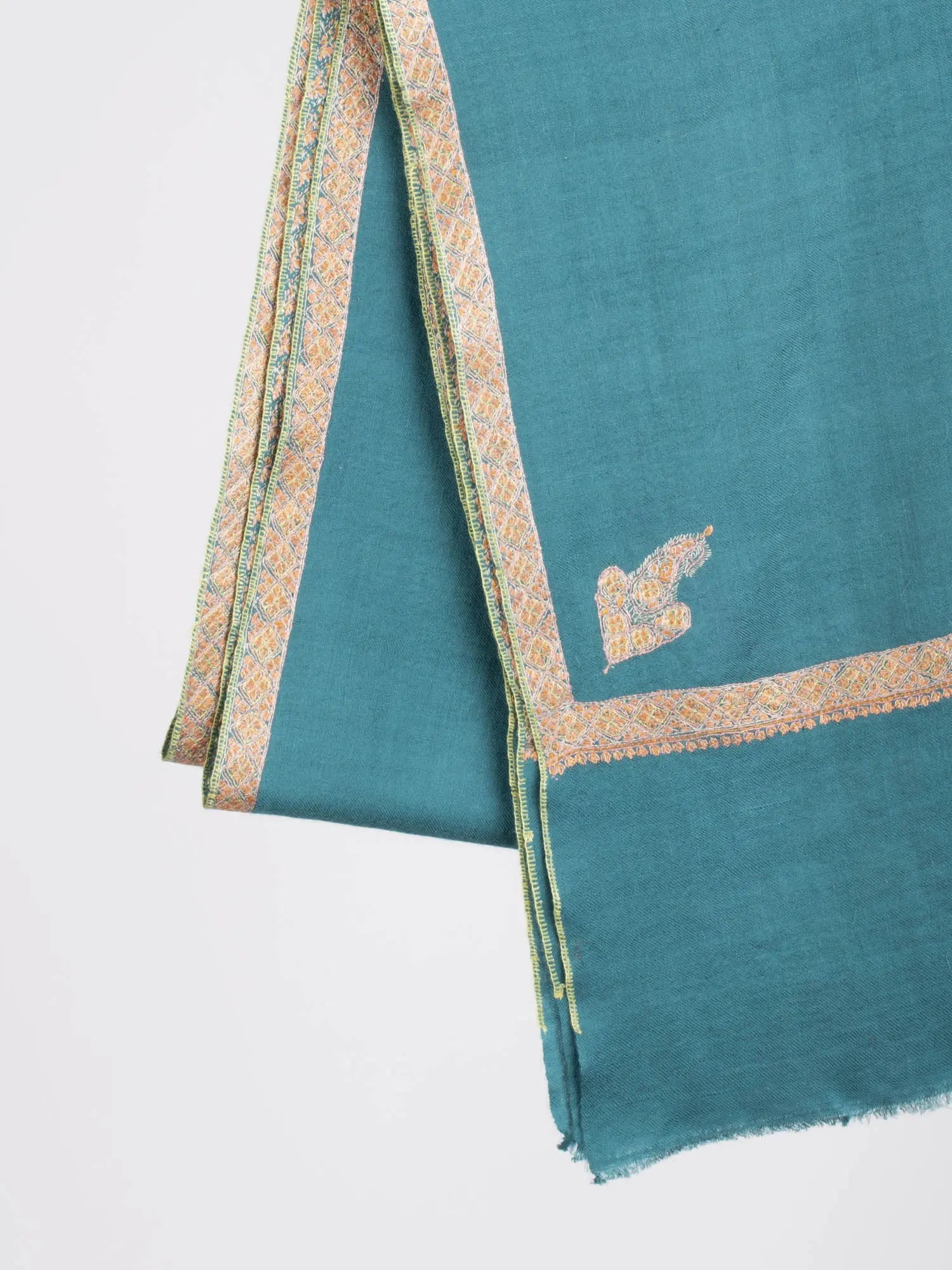 Teal Blue Lightweight Cashmere Scarf - FRANCISCO Shahkaar