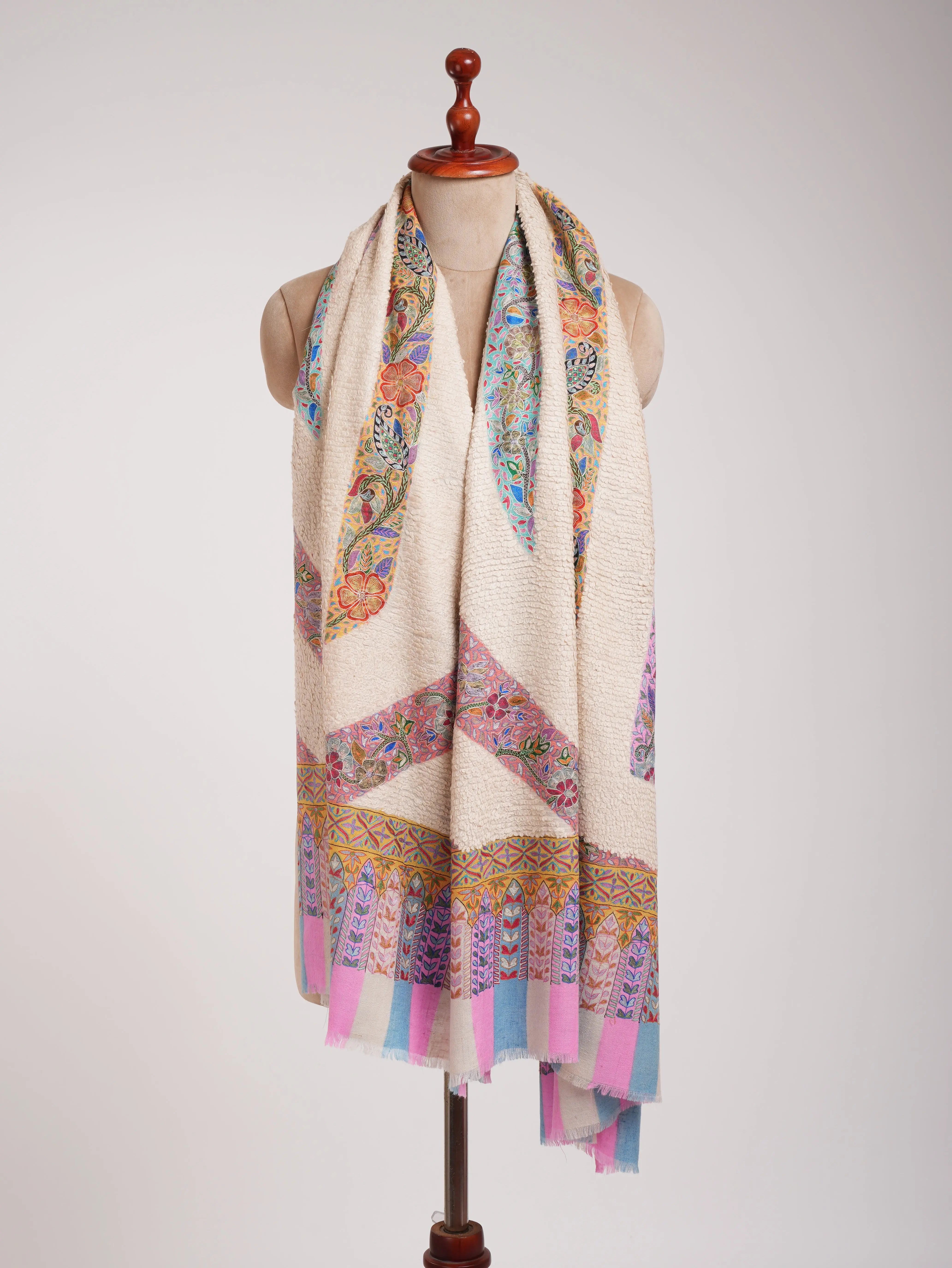 Textured Weave Kalamkari One Of a Kind Pashmina Wrap Shahkaar