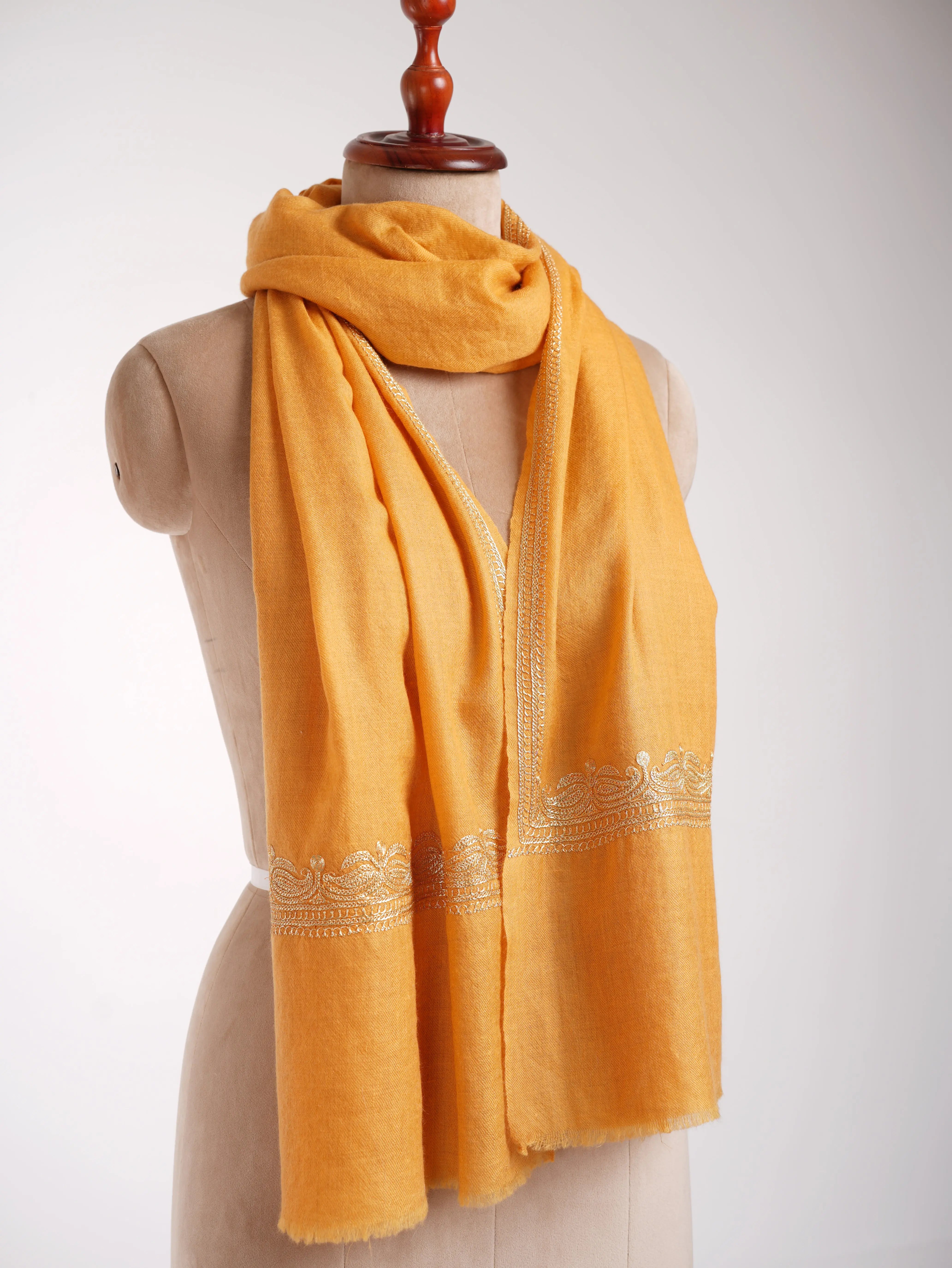 Tilla Embroidered Indian Cashmere Scarf Shahkaar