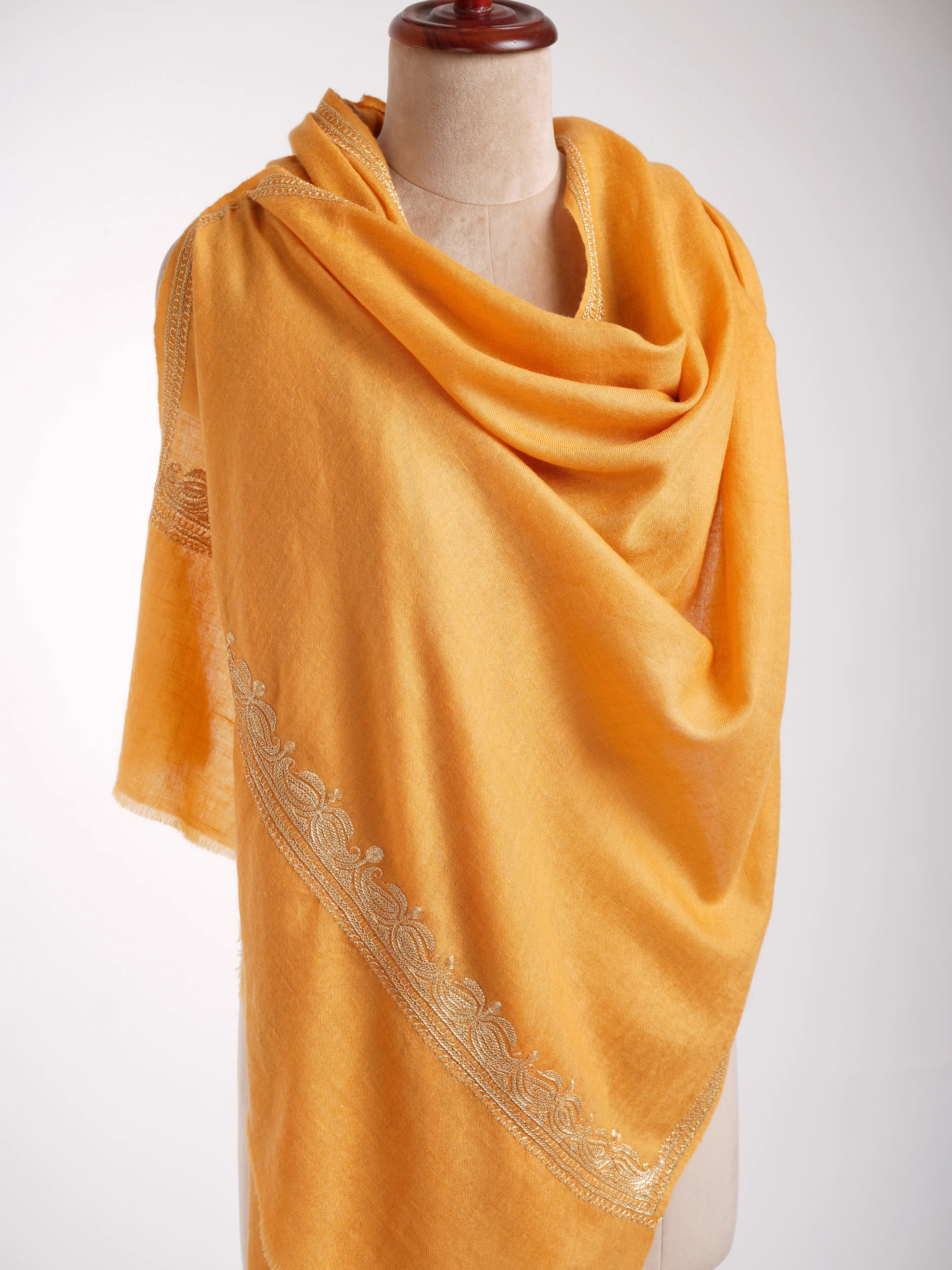 Tilla Embroidered Indian Cashmere Scarf Shahkaar