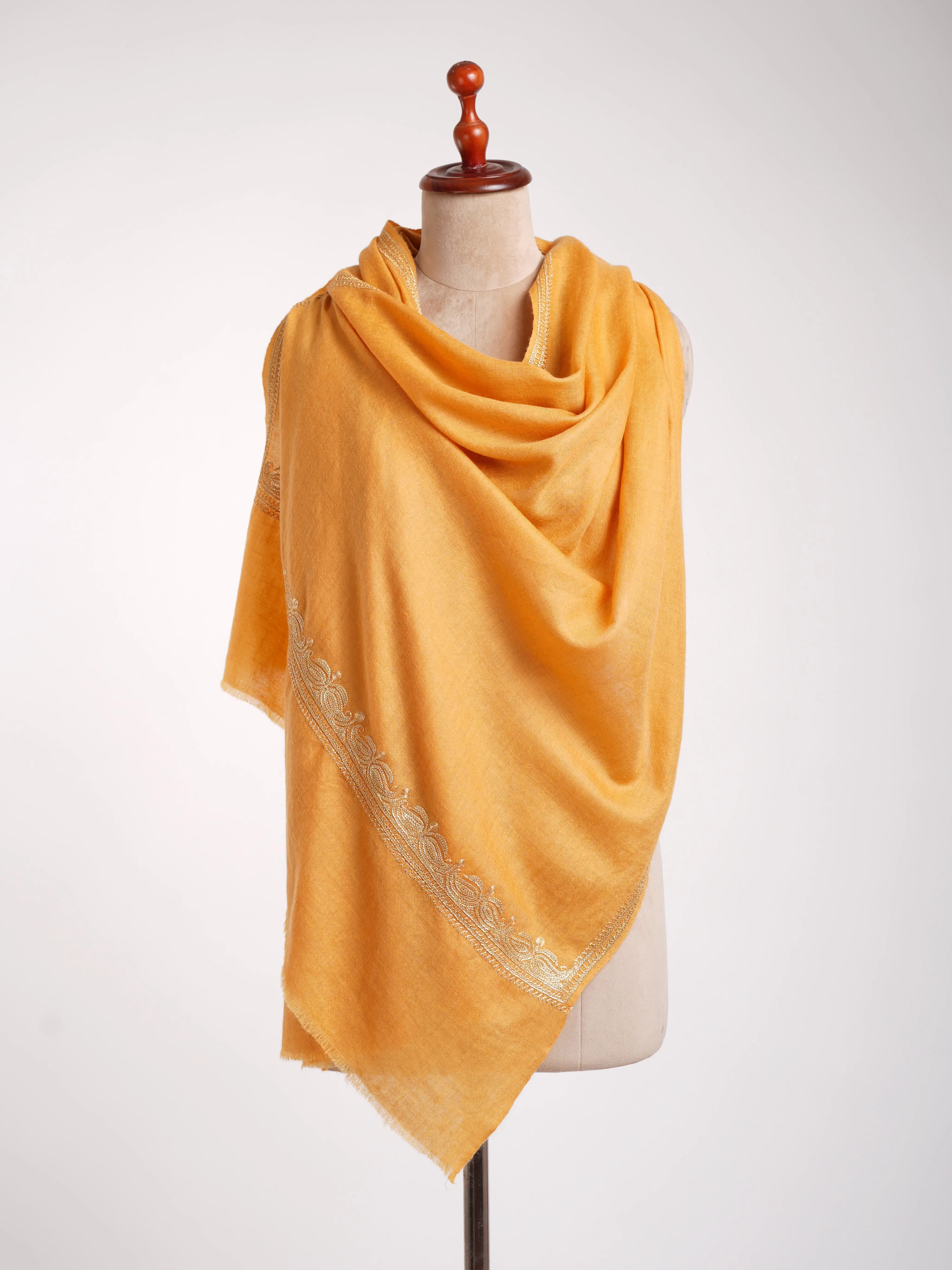 Tilla Embroidered Indian Cashmere Scarf Shahkaar