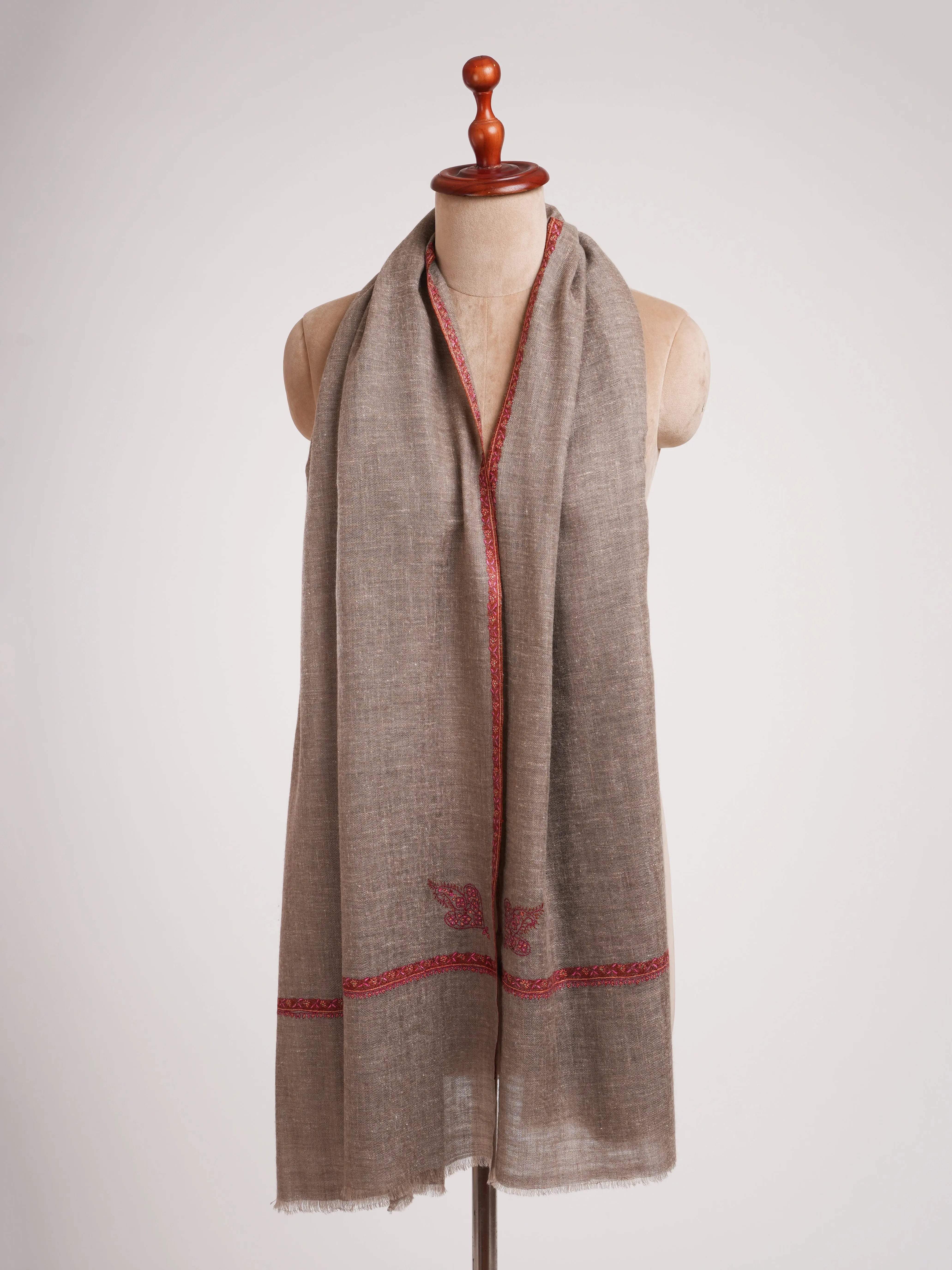Toosh Color Bail Embroidered Cashmere Scarf Shahkaar