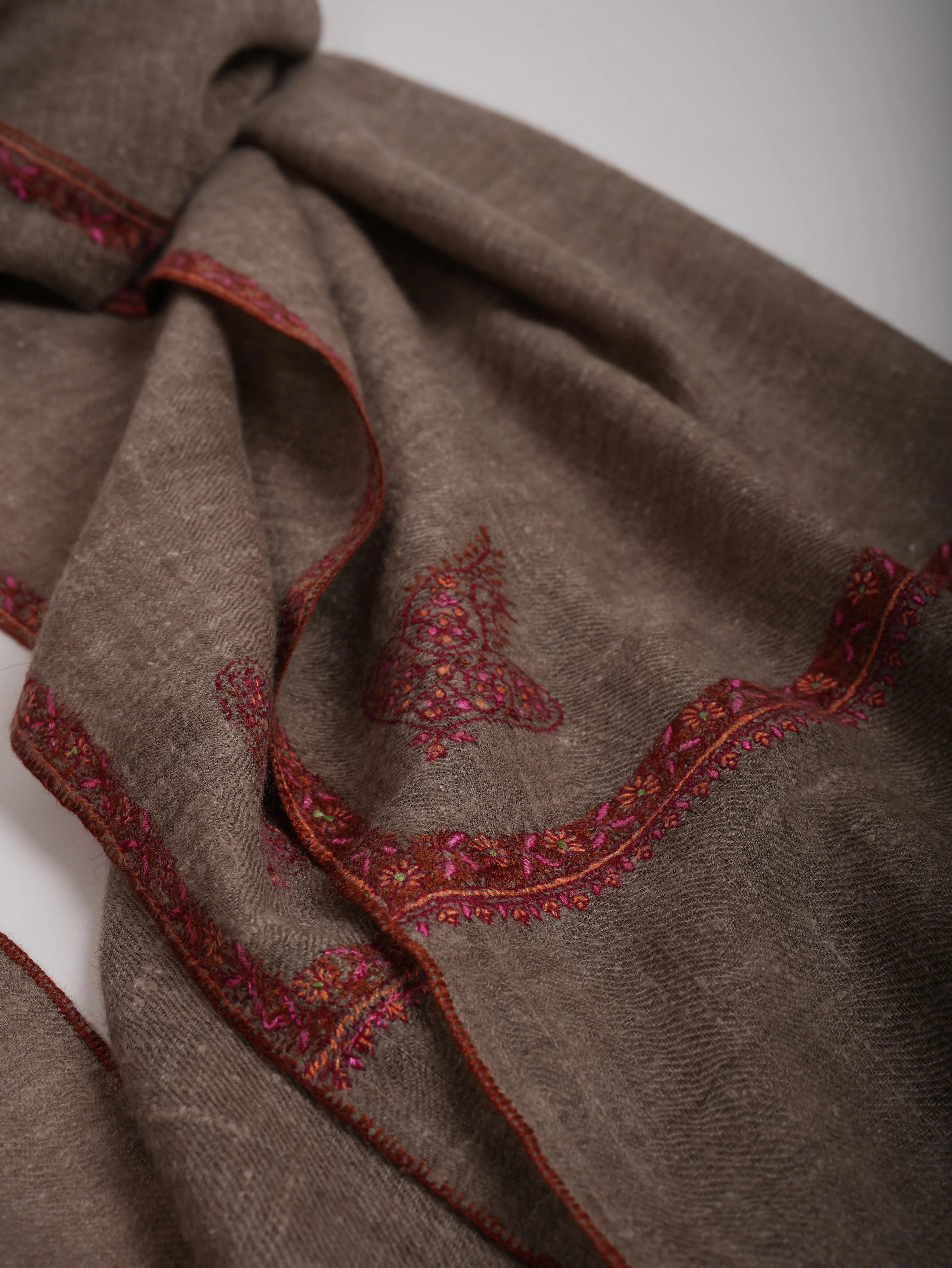 Toosh Color Bail Embroidered Cashmere Scarf Shahkaar