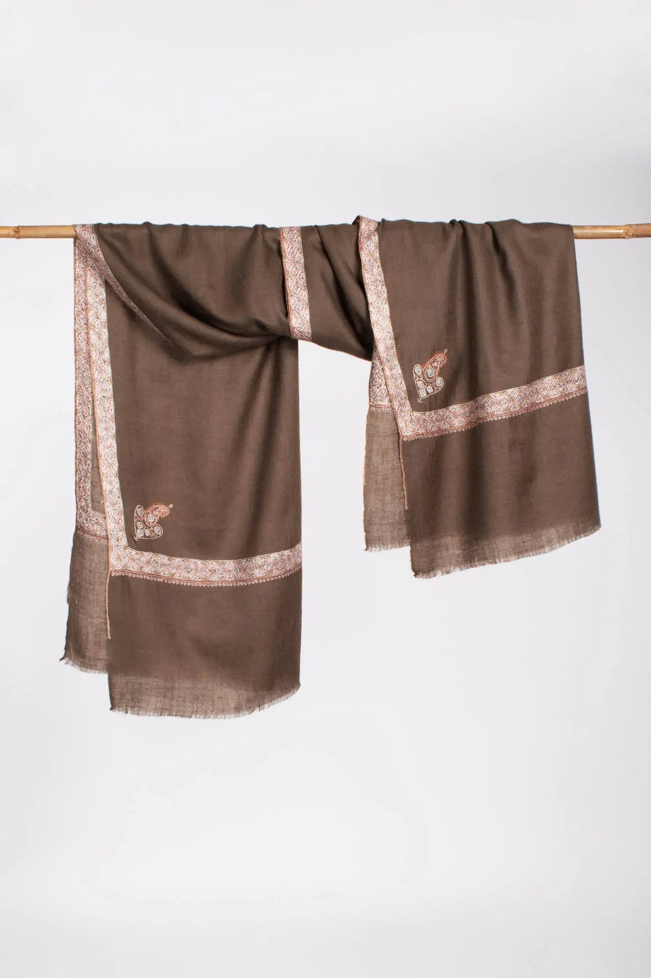 Toosh Color Embroidered Lightweight Cashmere Wrap - OXNARD Shahkaar