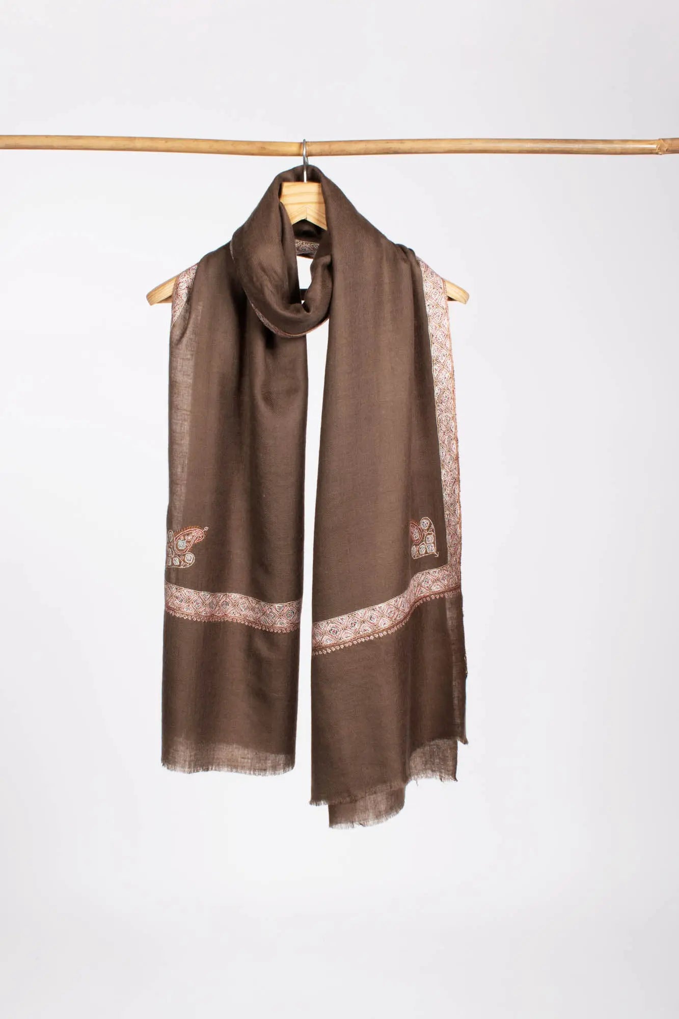 Toosh Color Embroidered Lightweight Cashmere Wrap - OXNARD Shahkaar