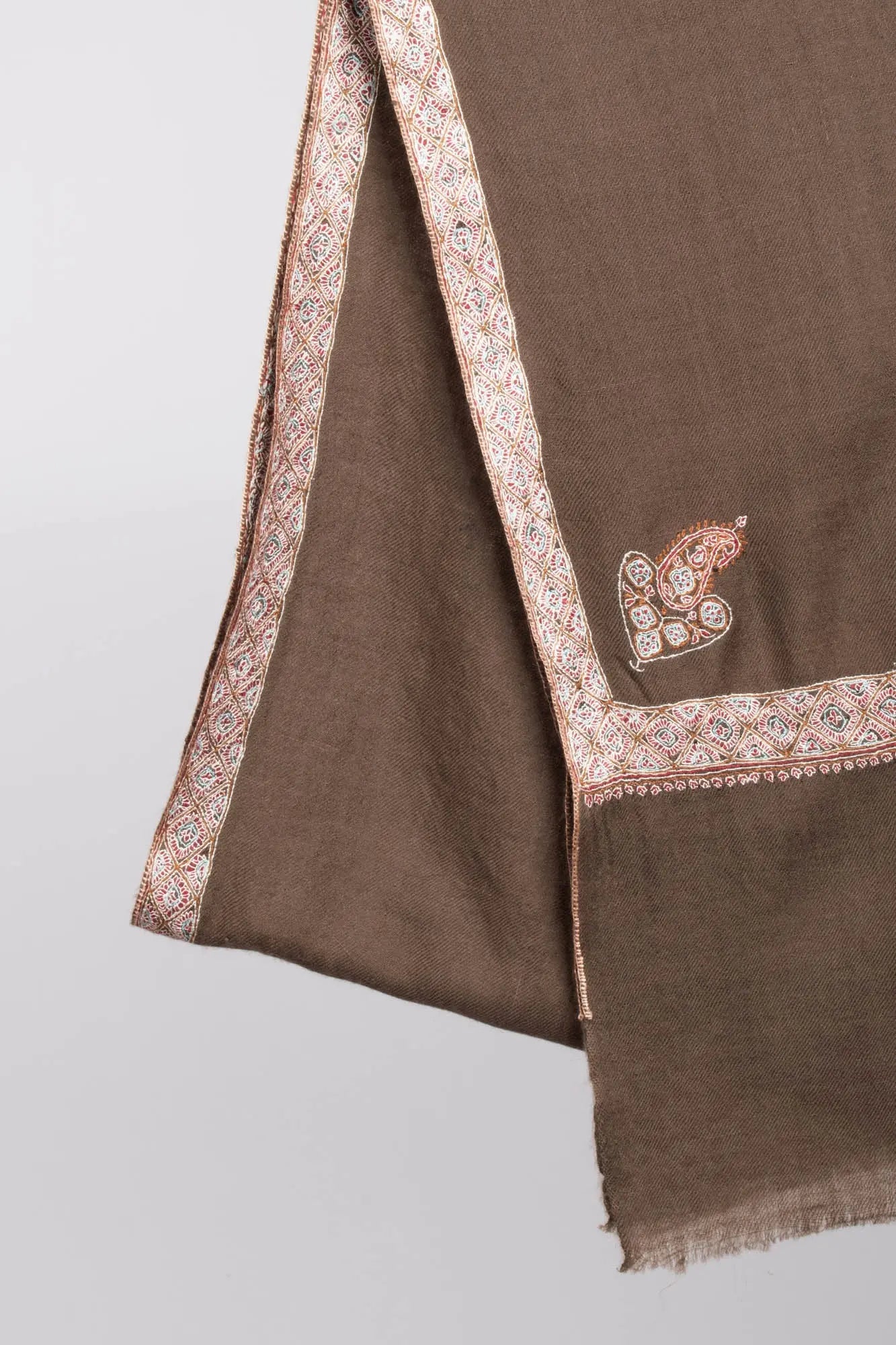 Toosh Color Embroidered Lightweight Cashmere Wrap - OXNARD Shahkaar