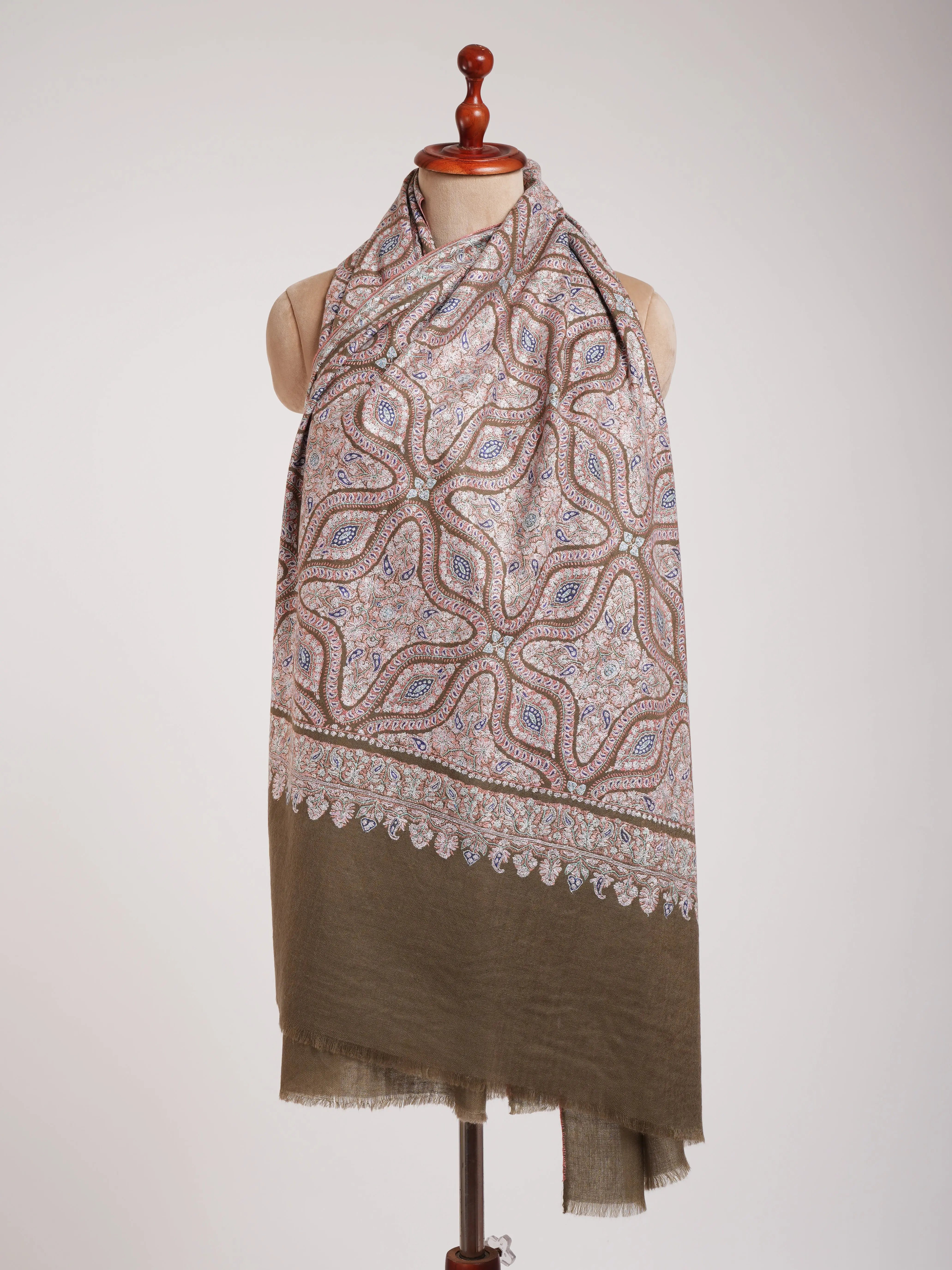 Toosh Color Fine Sozni Kashmiri Jamavar Shawl Shahkaar