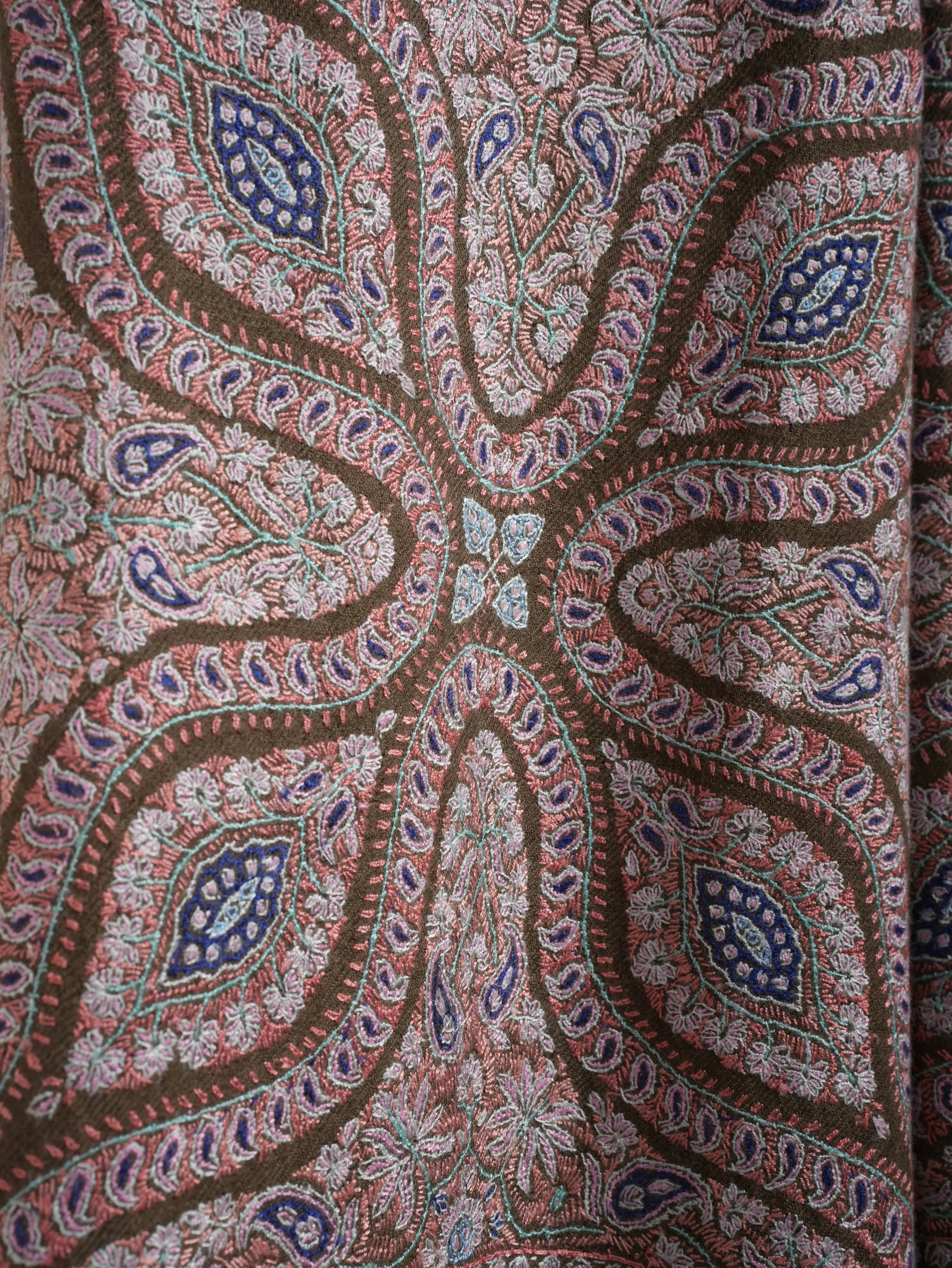 Toosh Color Fine Sozni Kashmiri Jamavar Shawl Shahkaar