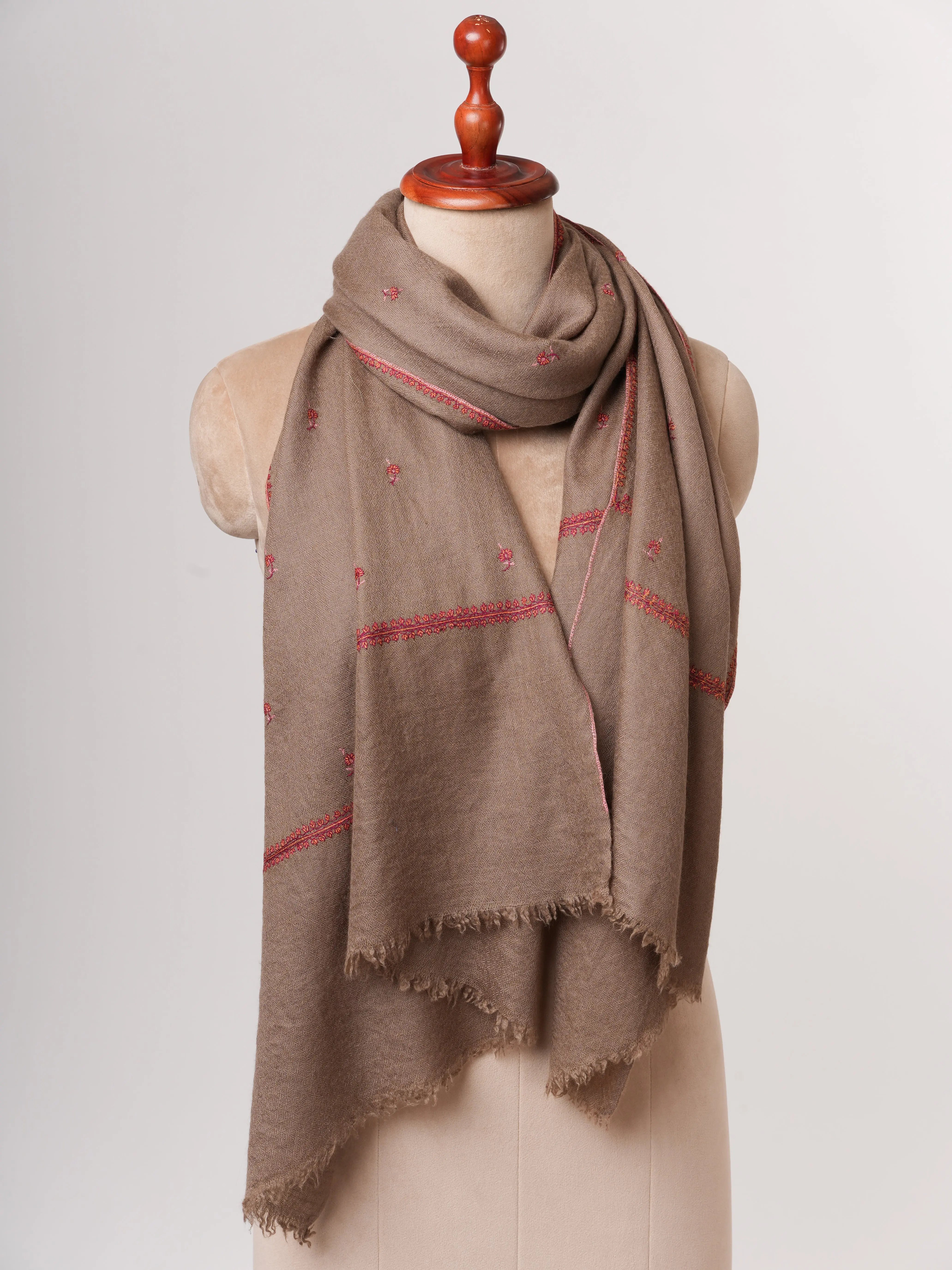 Toosh Color Indian Cashmere Scarf with Buteh Embroidery – Baby Soft Shahkaar