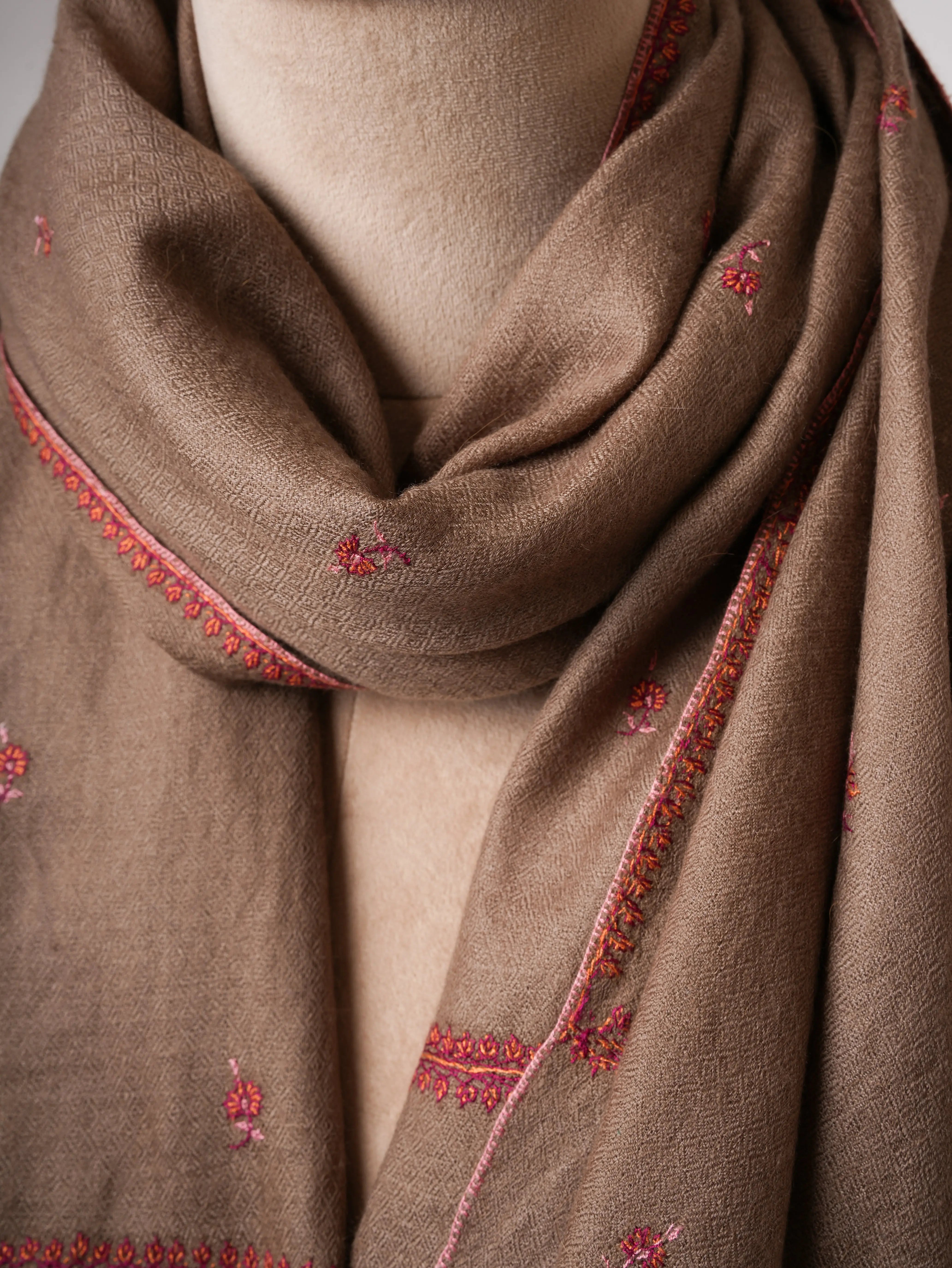 Toosh Color Indian Cashmere Scarf with Buteh Embroidery – Baby Soft Shahkaar