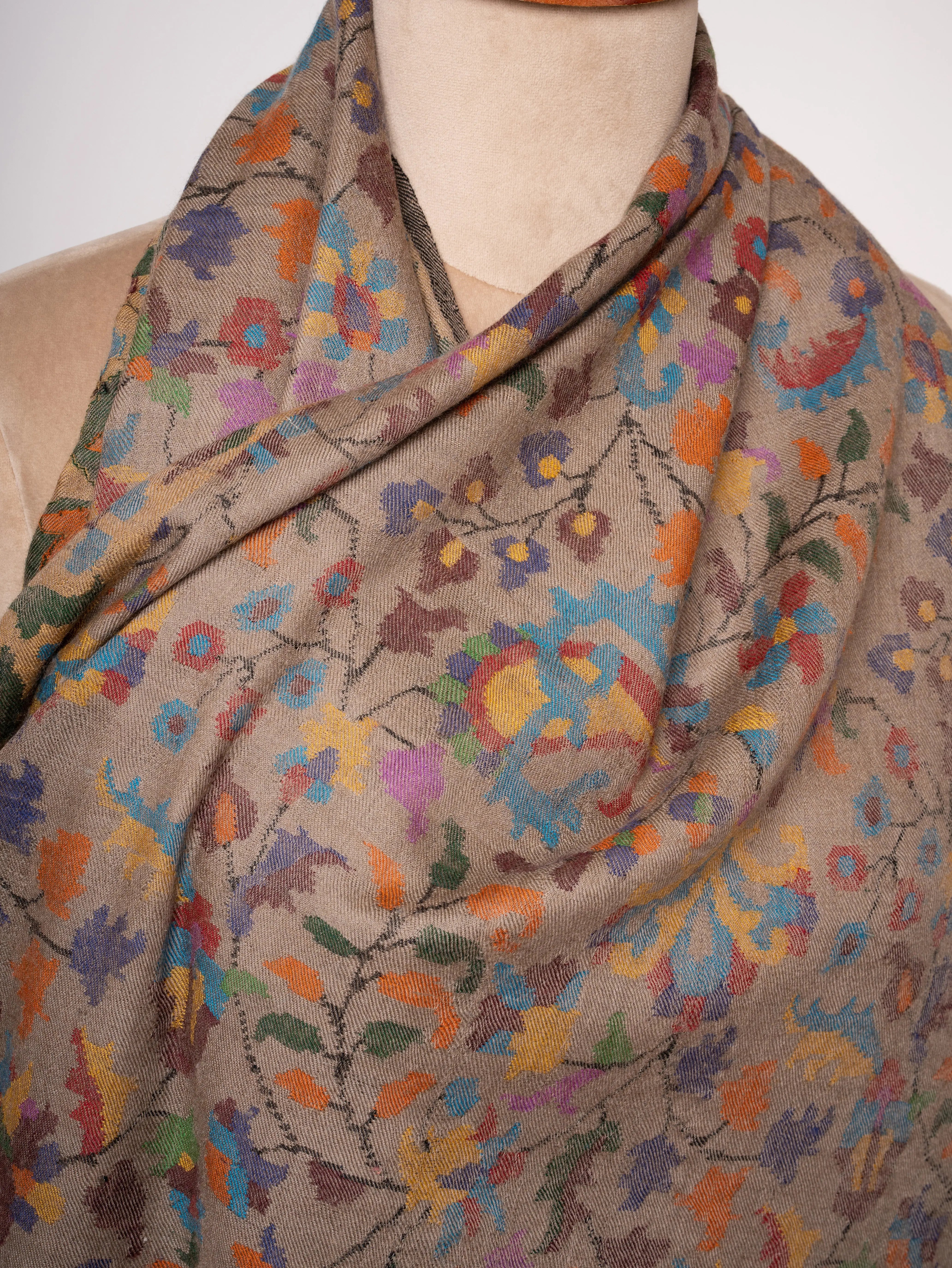 Toosh Color Kani Pashmina Shawl with Intricate Handwoven Motifs Shahkaar