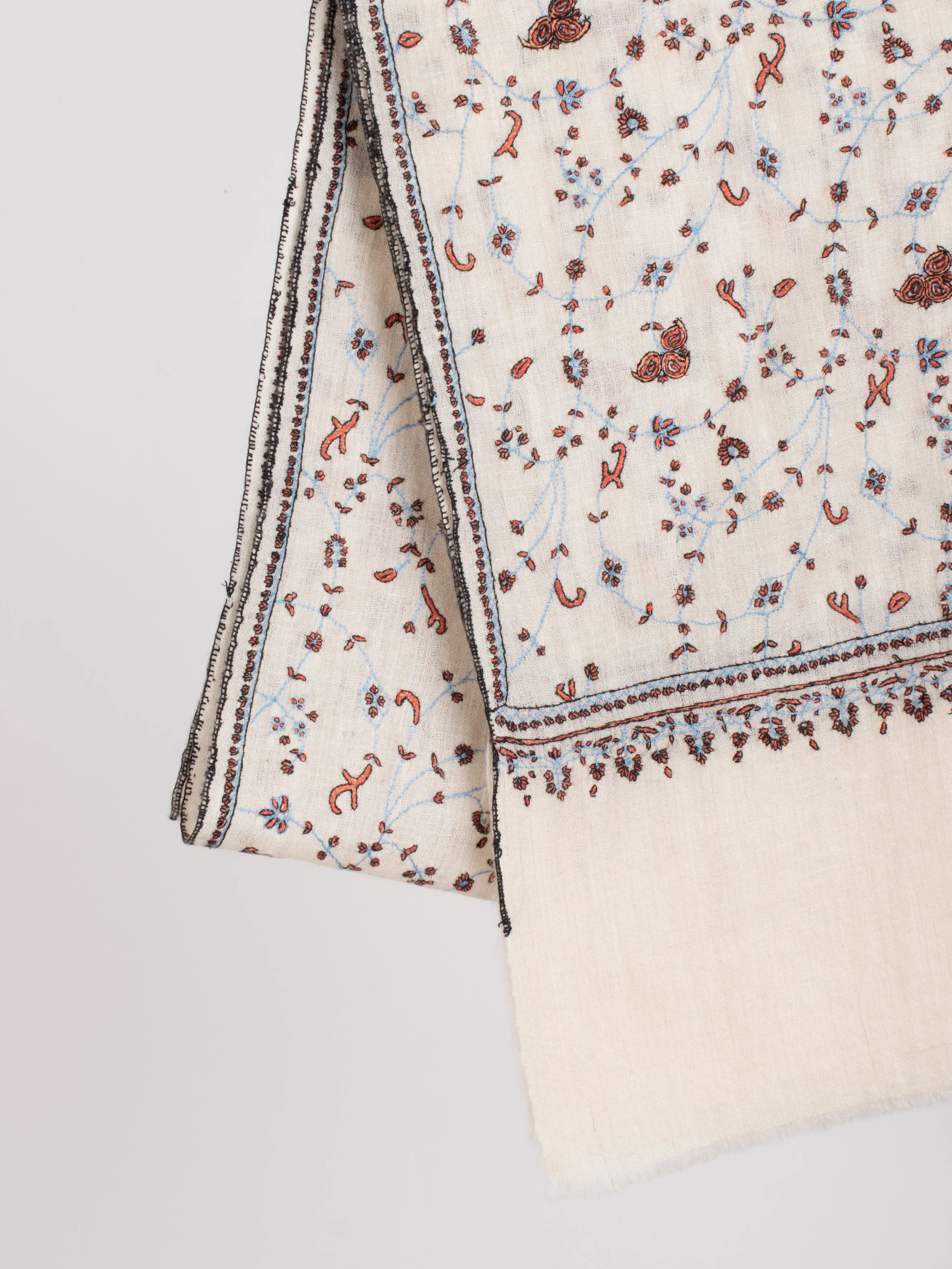 White Handmade Cashmere Stylish Scarf Shahkaar