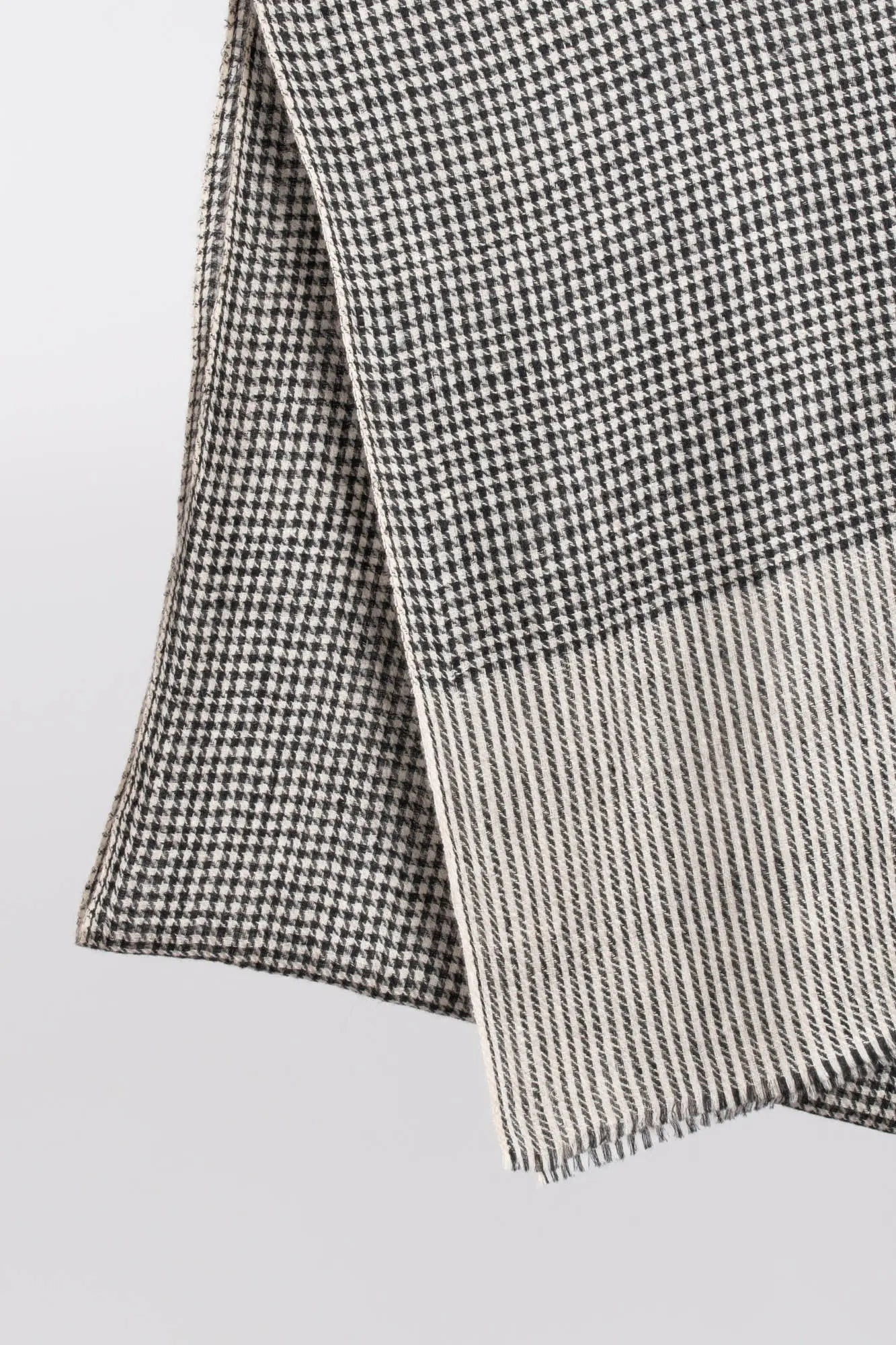 White and Black Houndstooth Cashmere Neck Scarf - HELENA Shahkaar