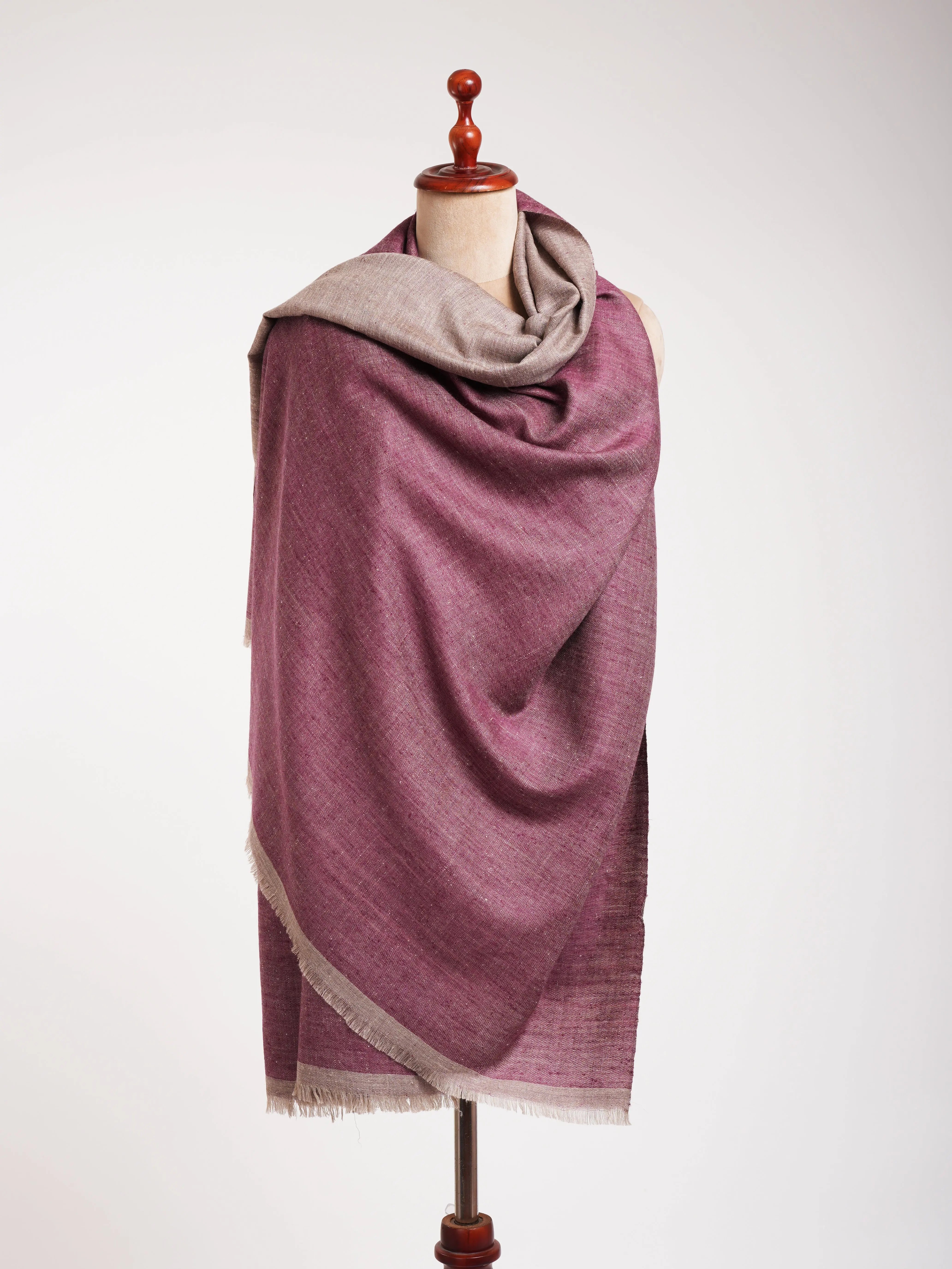 Wine and Beige Color Dualshade Pashmina Shawl Shahkaar