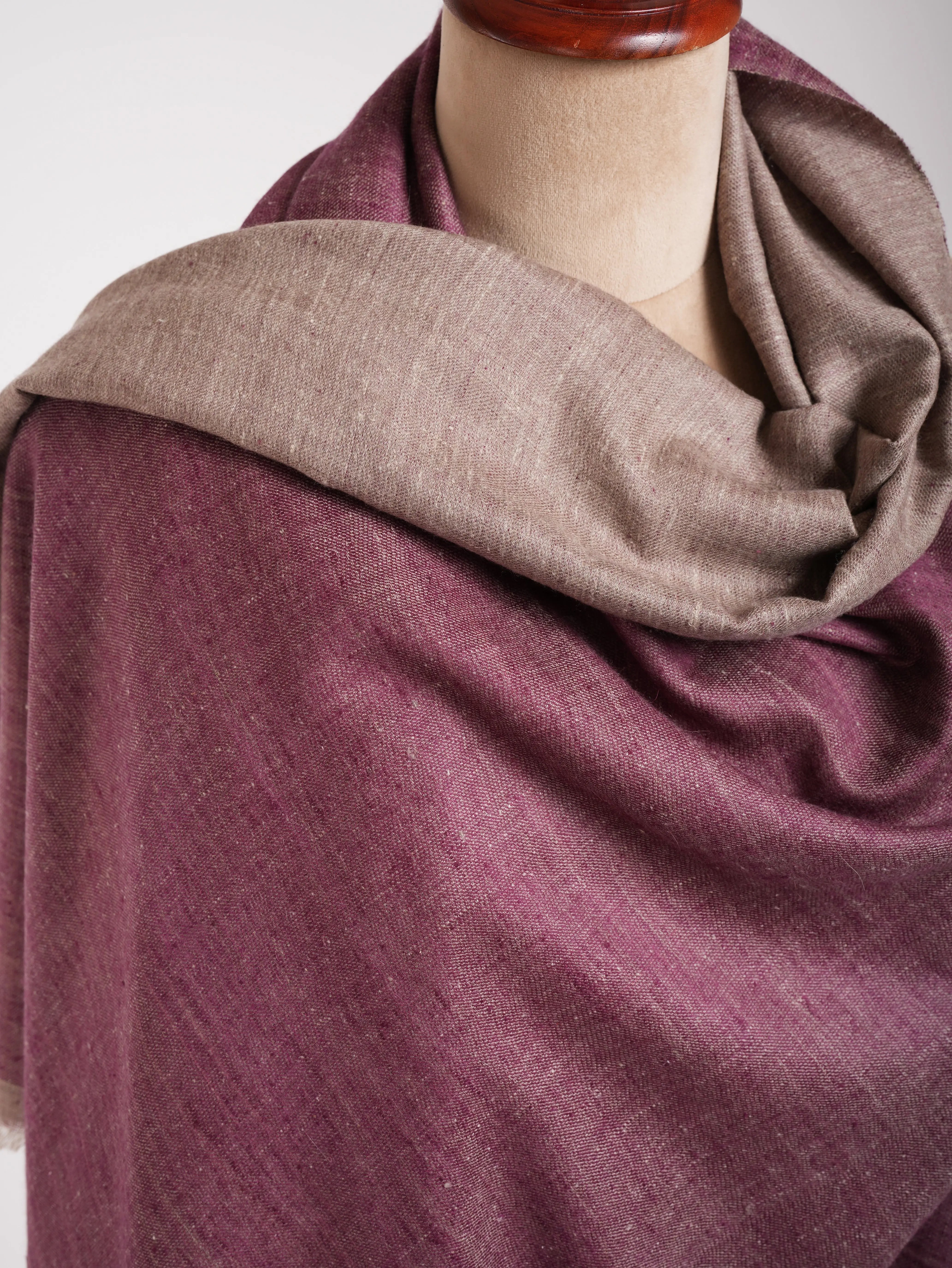 Wine and Beige Color Dualshade Pashmina Shawl Shahkaar