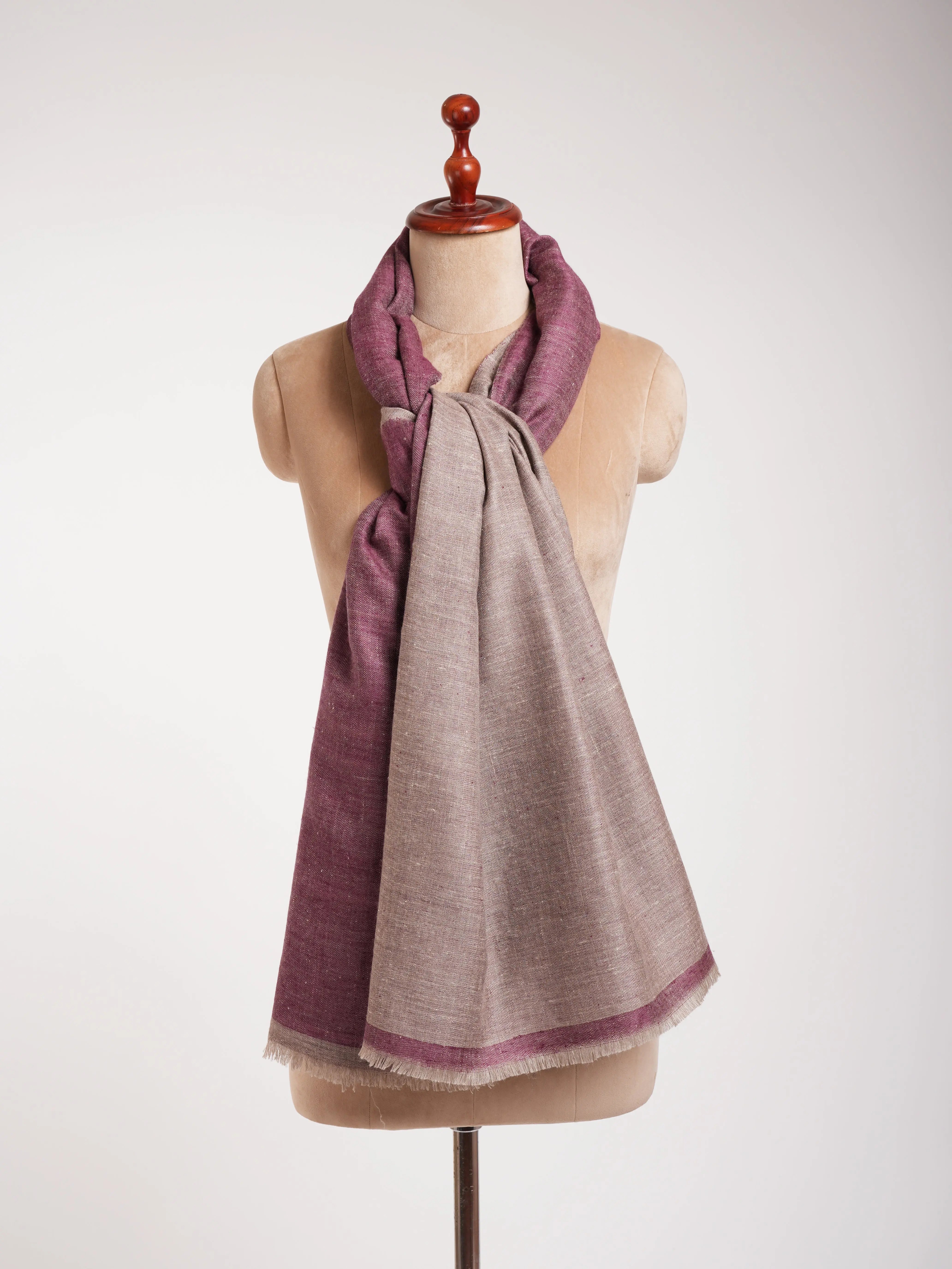 Wine and Beige Color Dualshade Pashmina Shawl Shahkaar