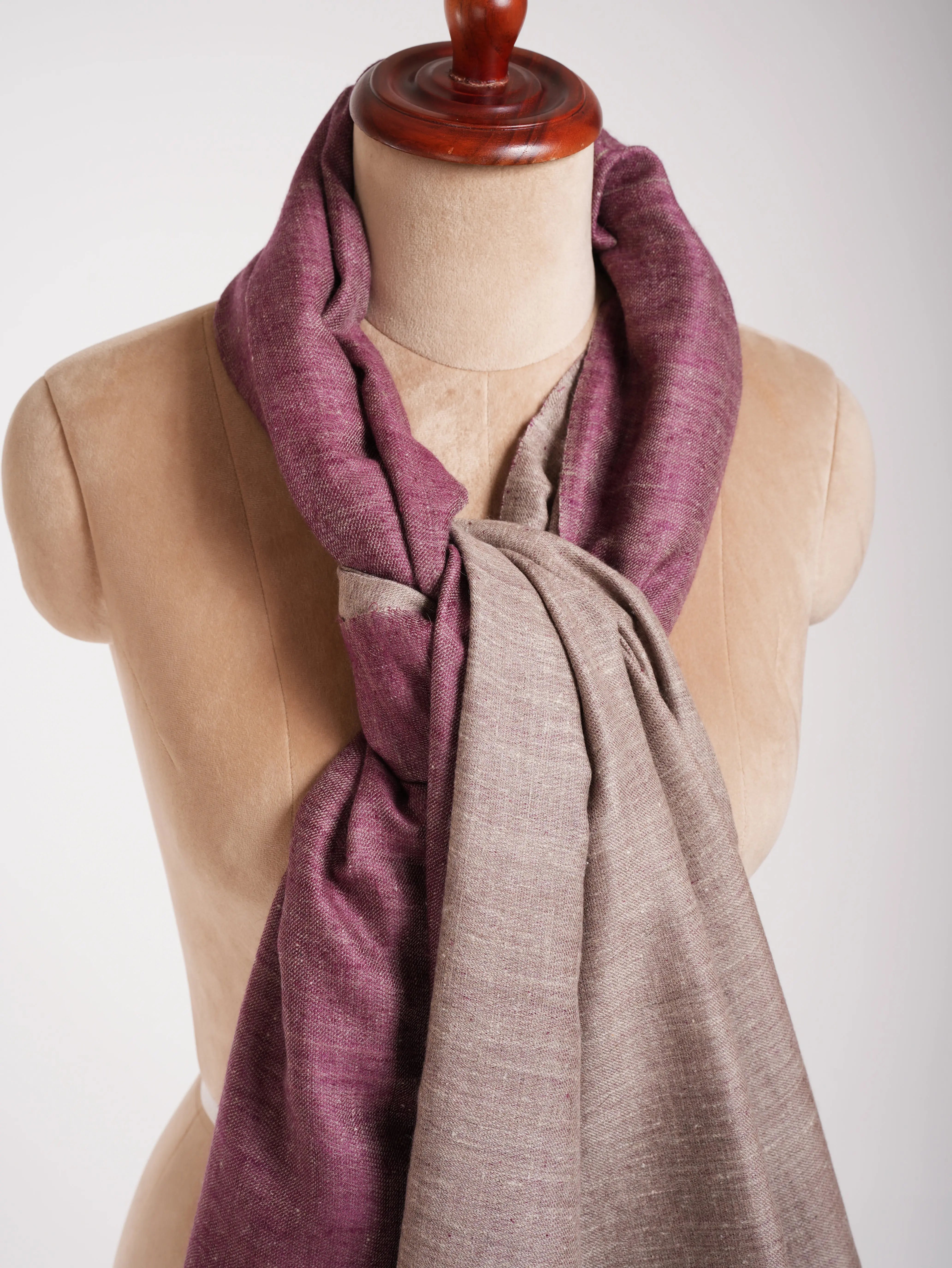Wine and Beige Color Dualshade Pashmina Shawl Shahkaar