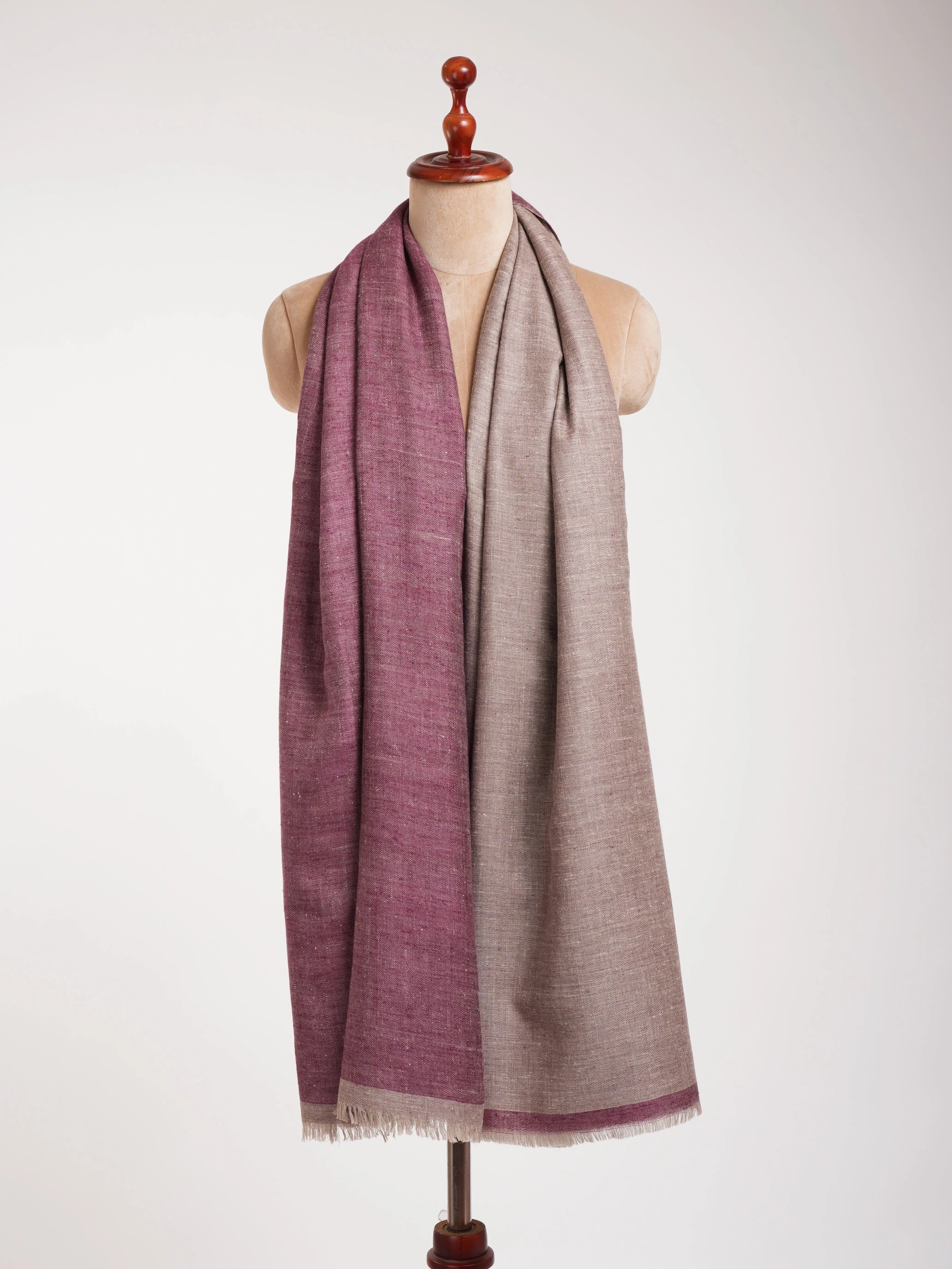 Wine and Beige Color Dualshade Pashmina Shawl Shahkaar
