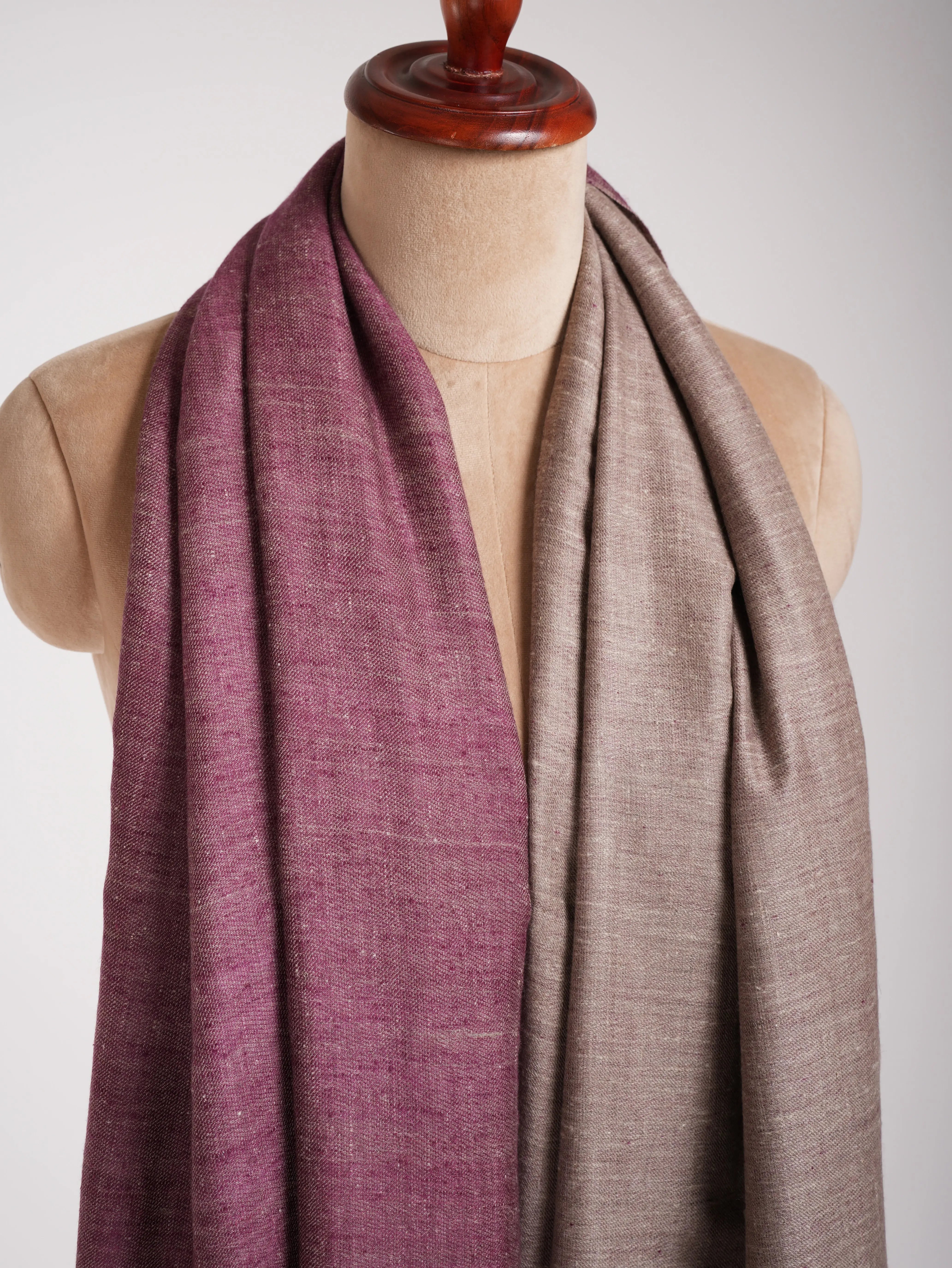 Wine and Beige Color Dualshade Pashmina Shawl Shahkaar