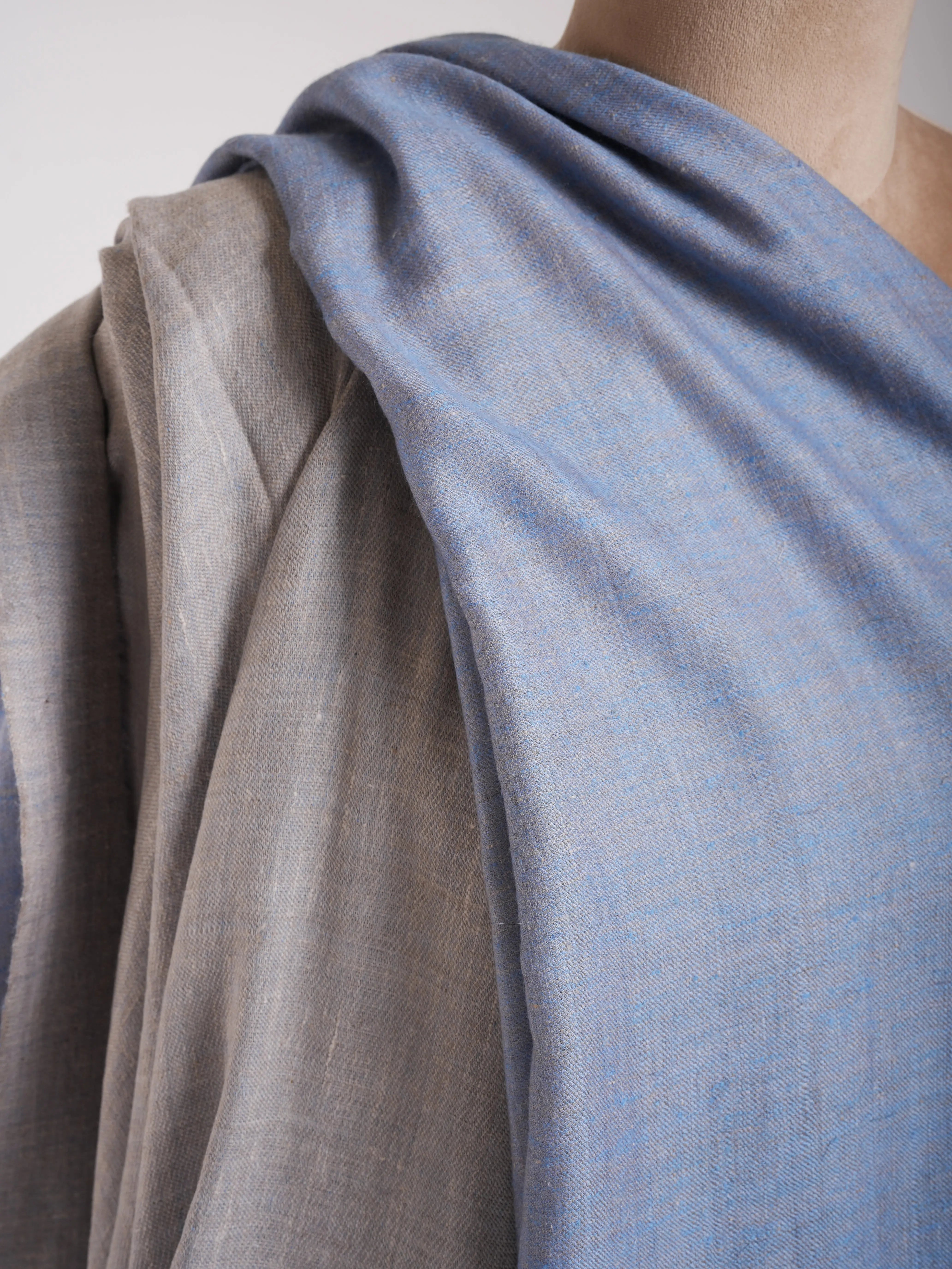 XL Baby Blue and Ivory Dual Shade Pashmina Wrap Shahkaar