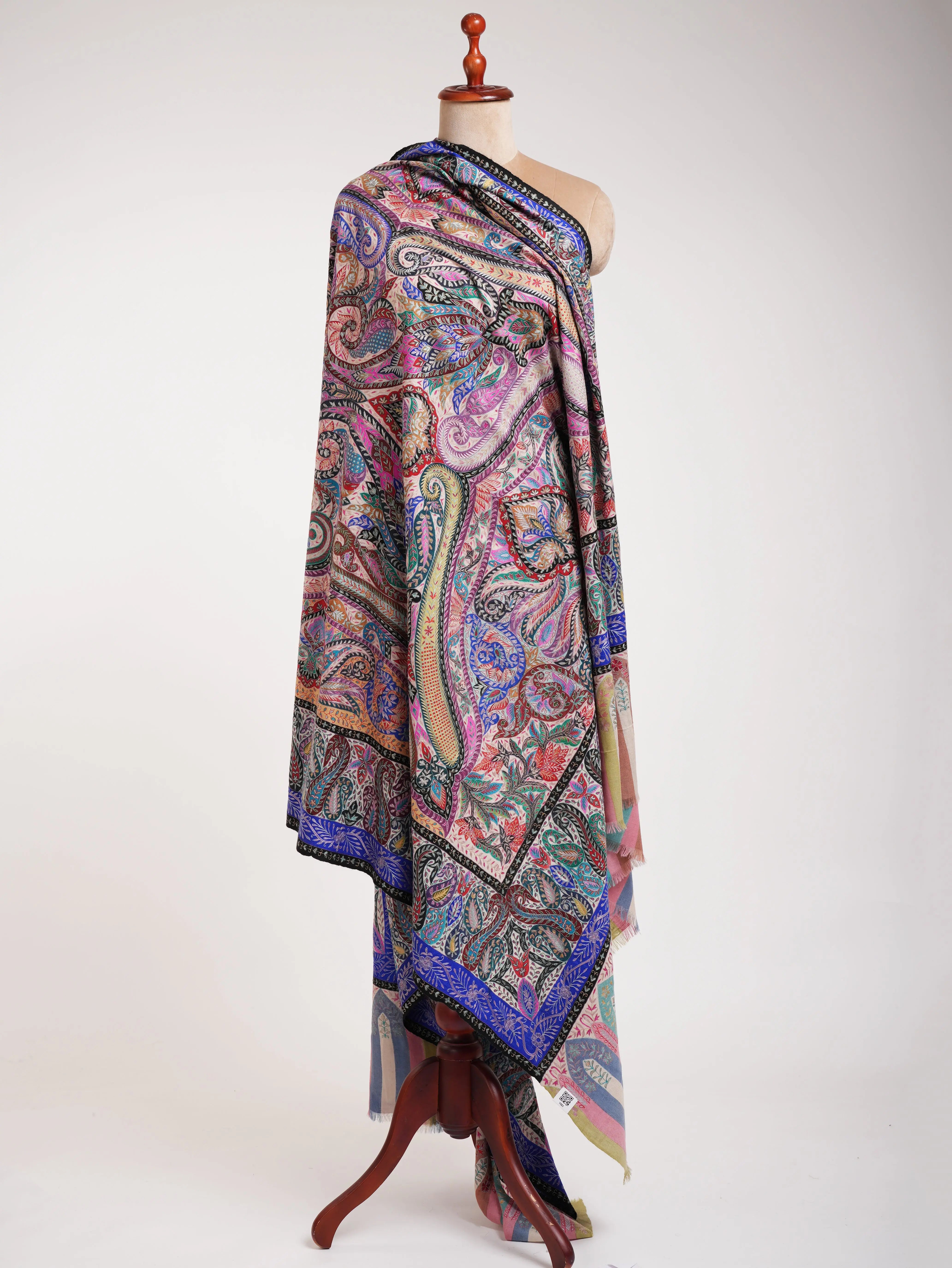 XL Hand painted Kalamkari One of a Kind Pashmina Shawl Shahkaar