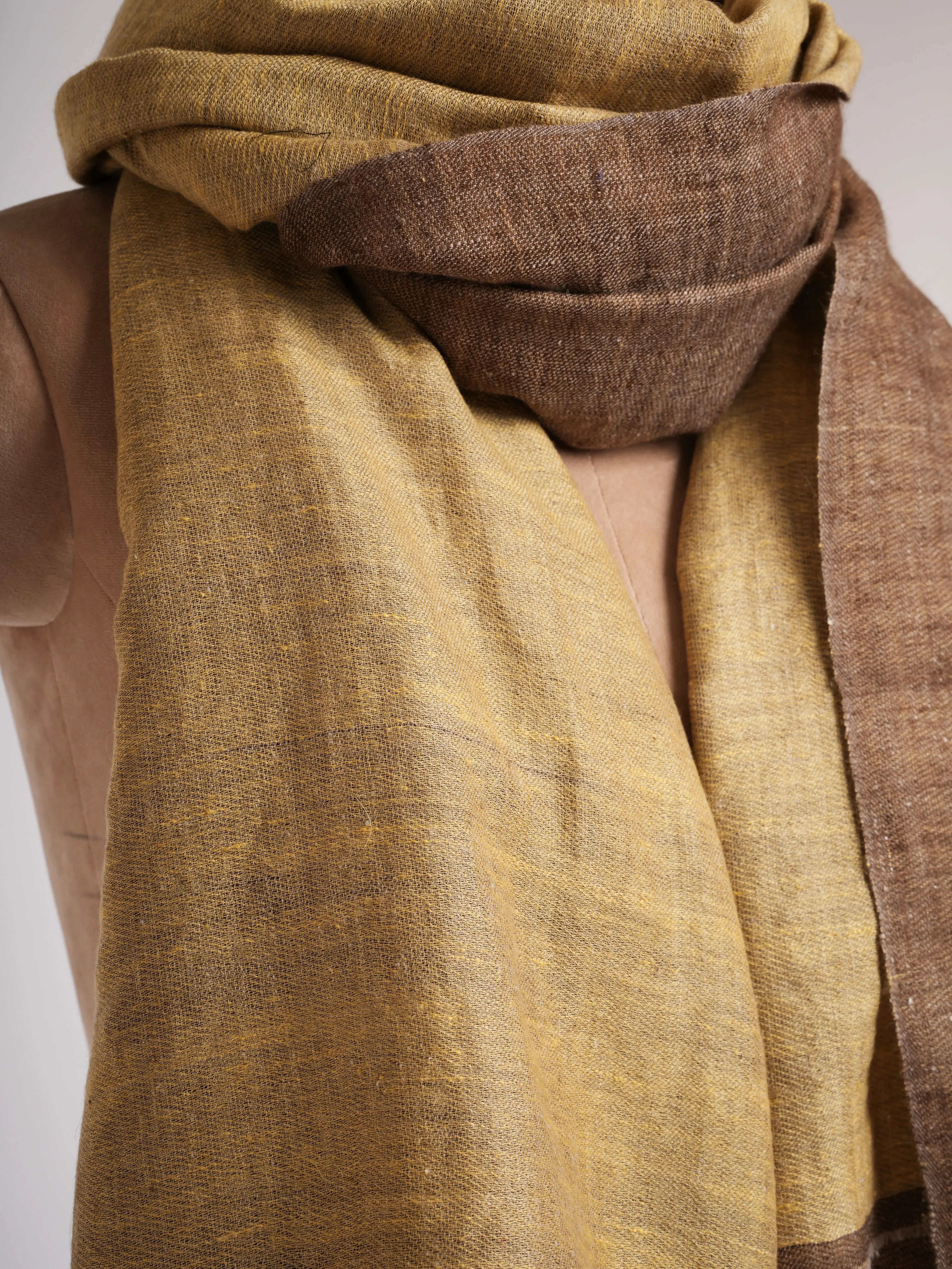 XL Handloomed Macchiato Dorukha Pashmina Shawl Shahkaar