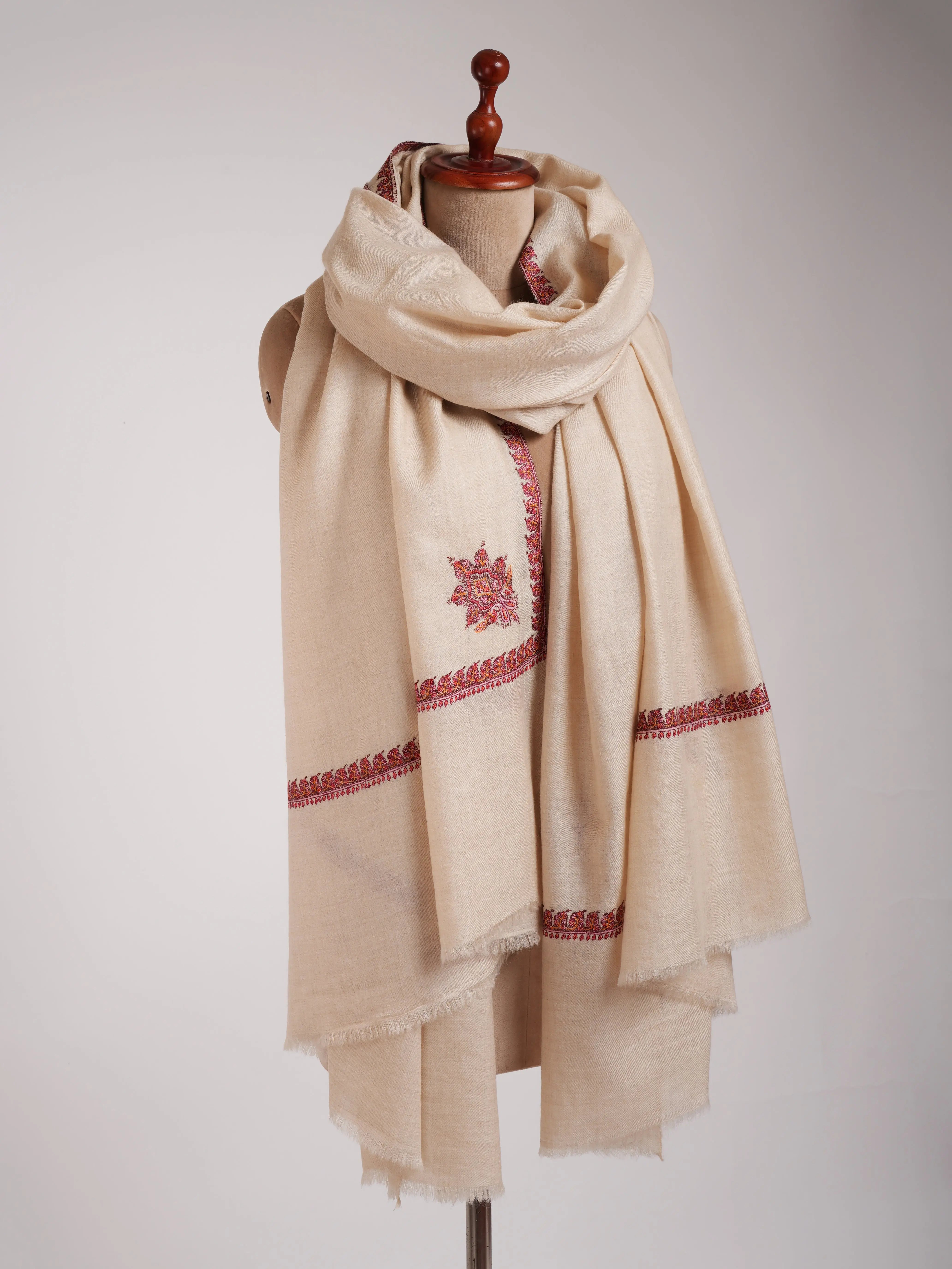 XL Hashia Embroidered Original Pashmina Shawl Shahkaar