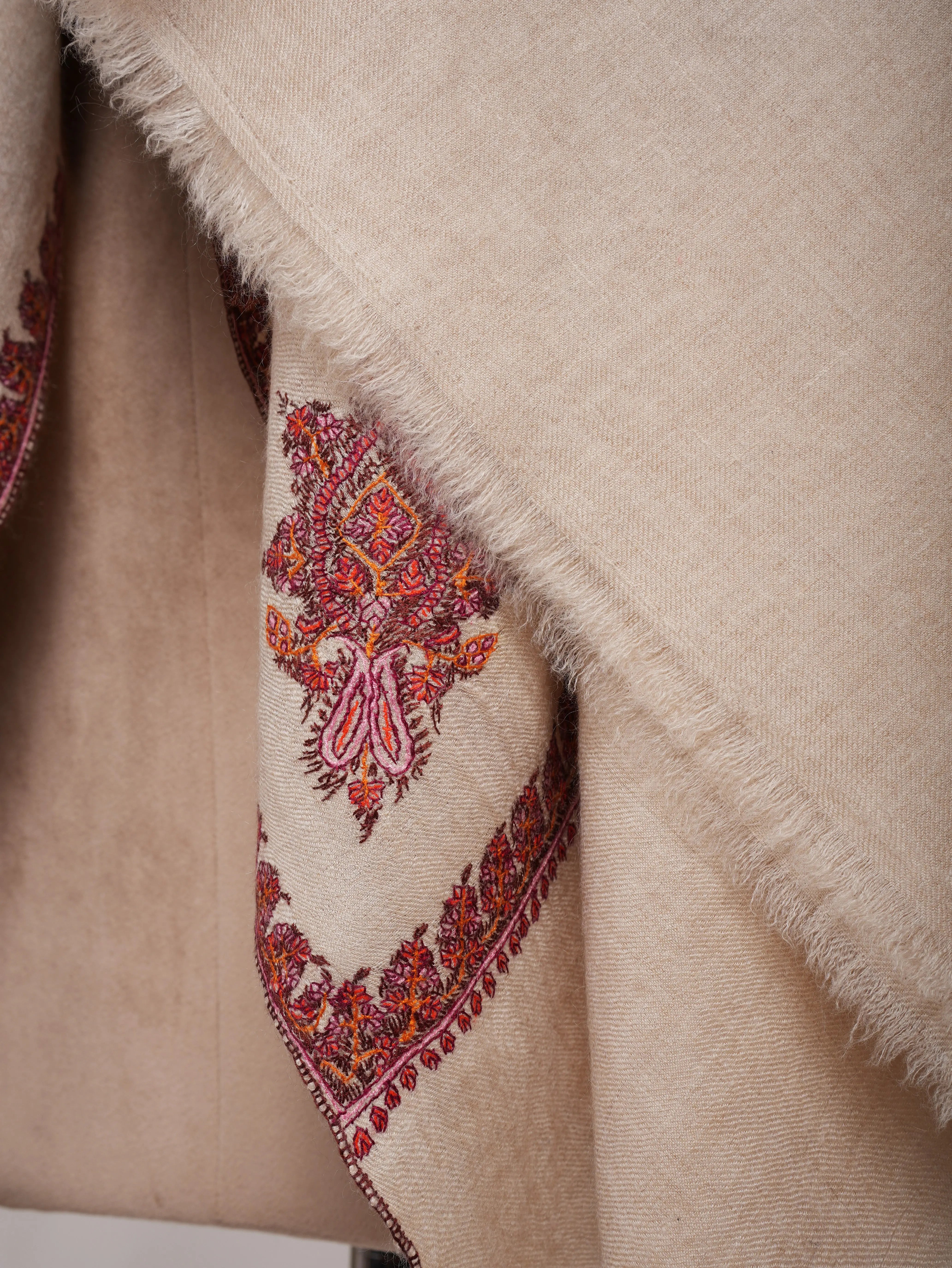 XL Hashia Embroidered Original Pashmina Shawl Shahkaar