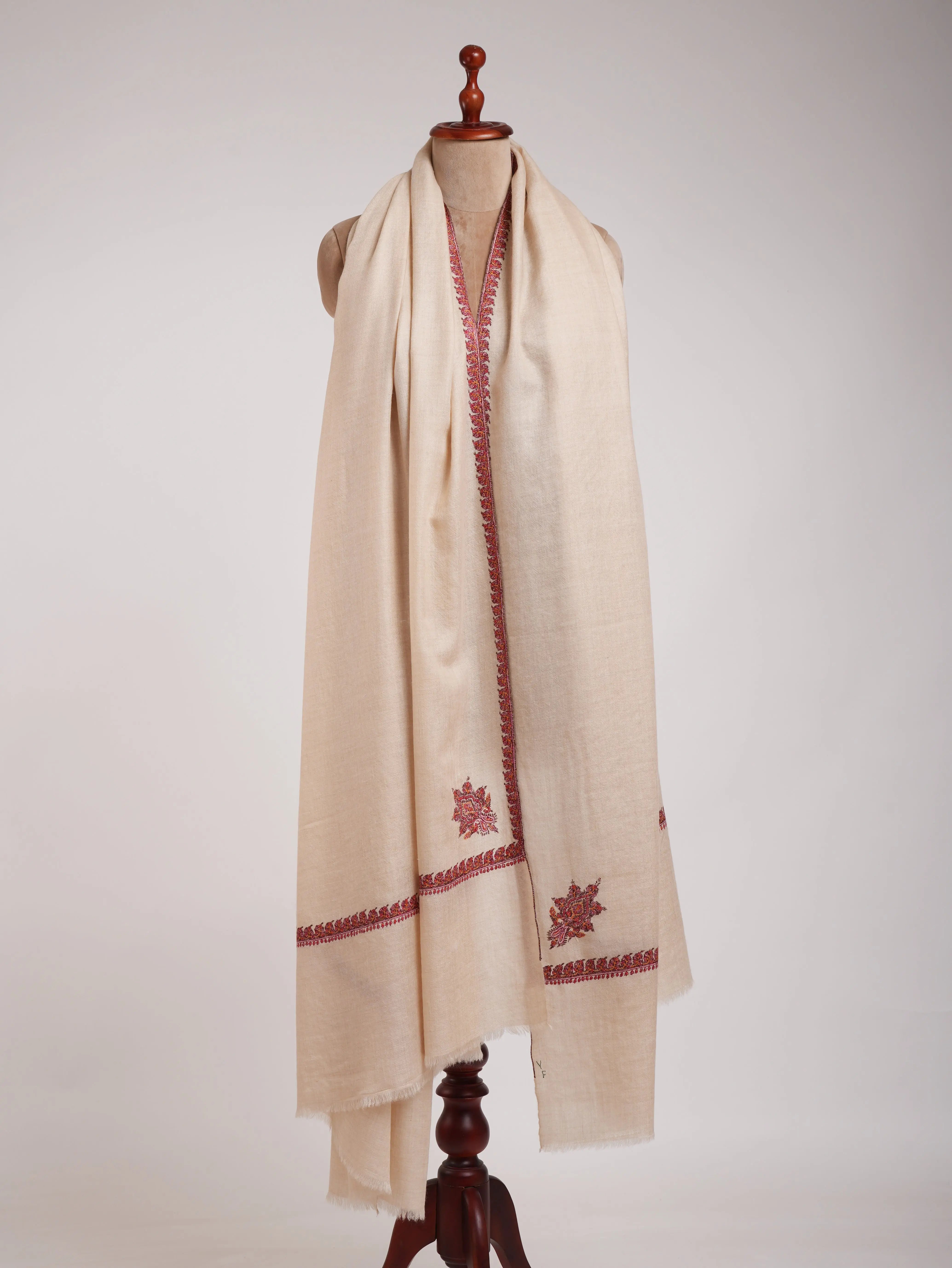 XL Hashia Embroidered Original Pashmina Shawl Shahkaar