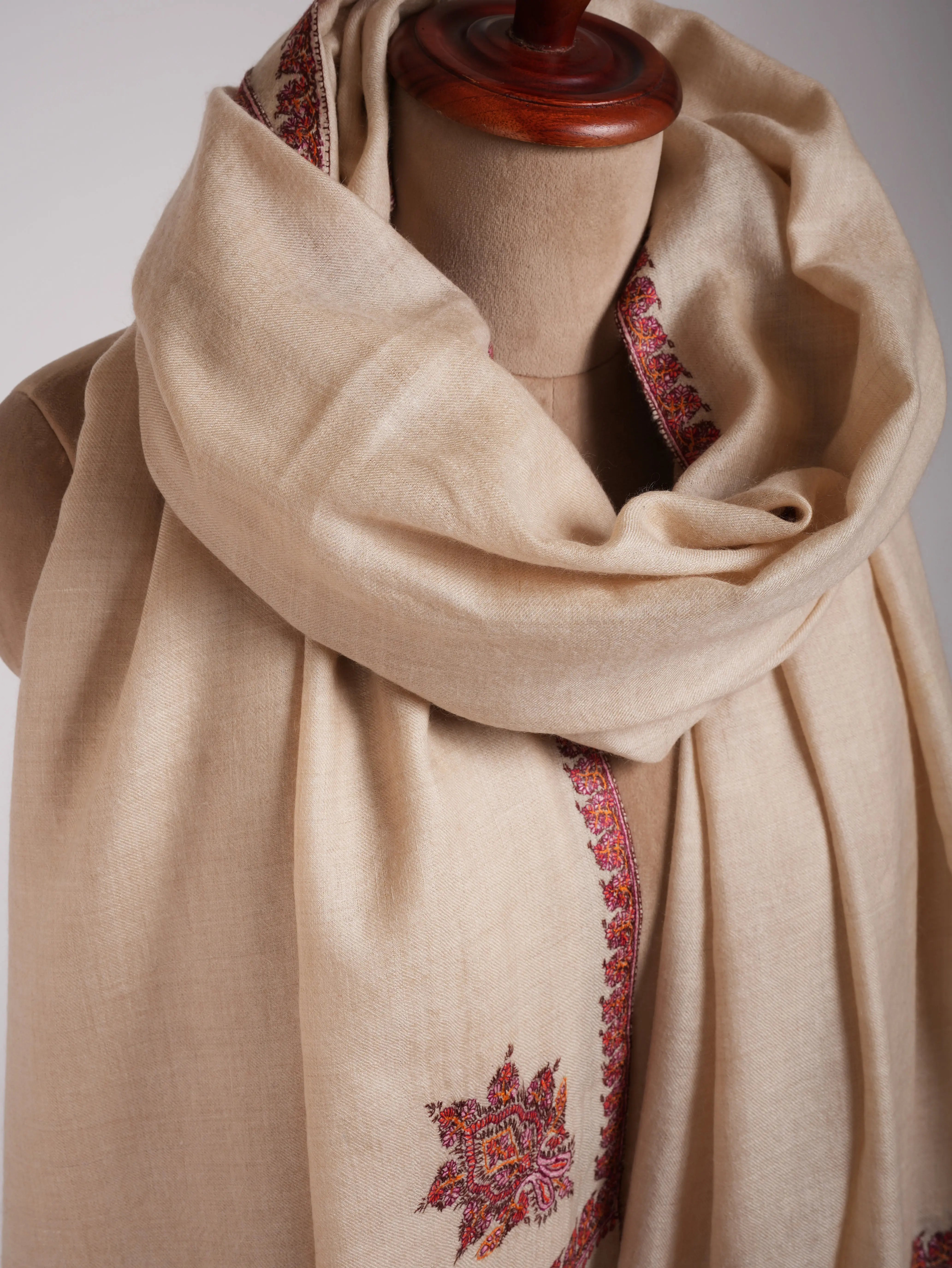 XL Hashia Embroidered Original Pashmina Shawl Shahkaar