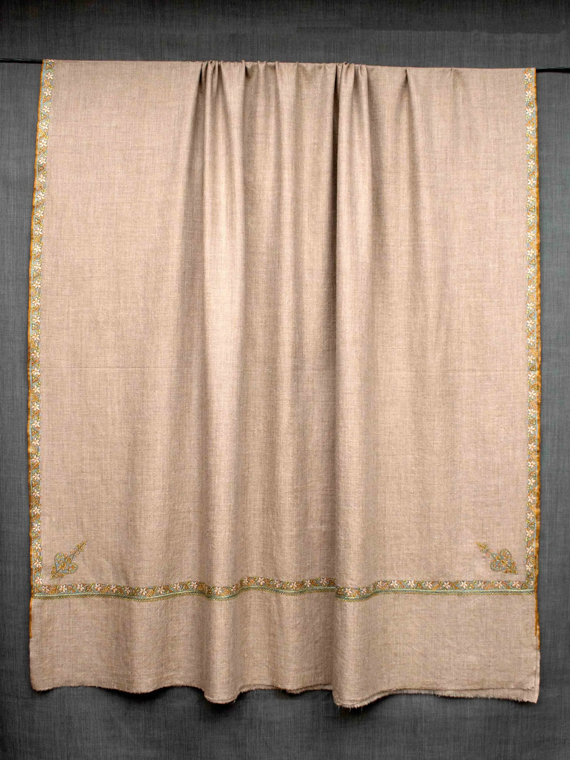XL Pashmina Embroidered Shawl, Travel Wrap, Handwoven, Hand Embroidery, Pure Pashmina, 54x108" Shahkaar