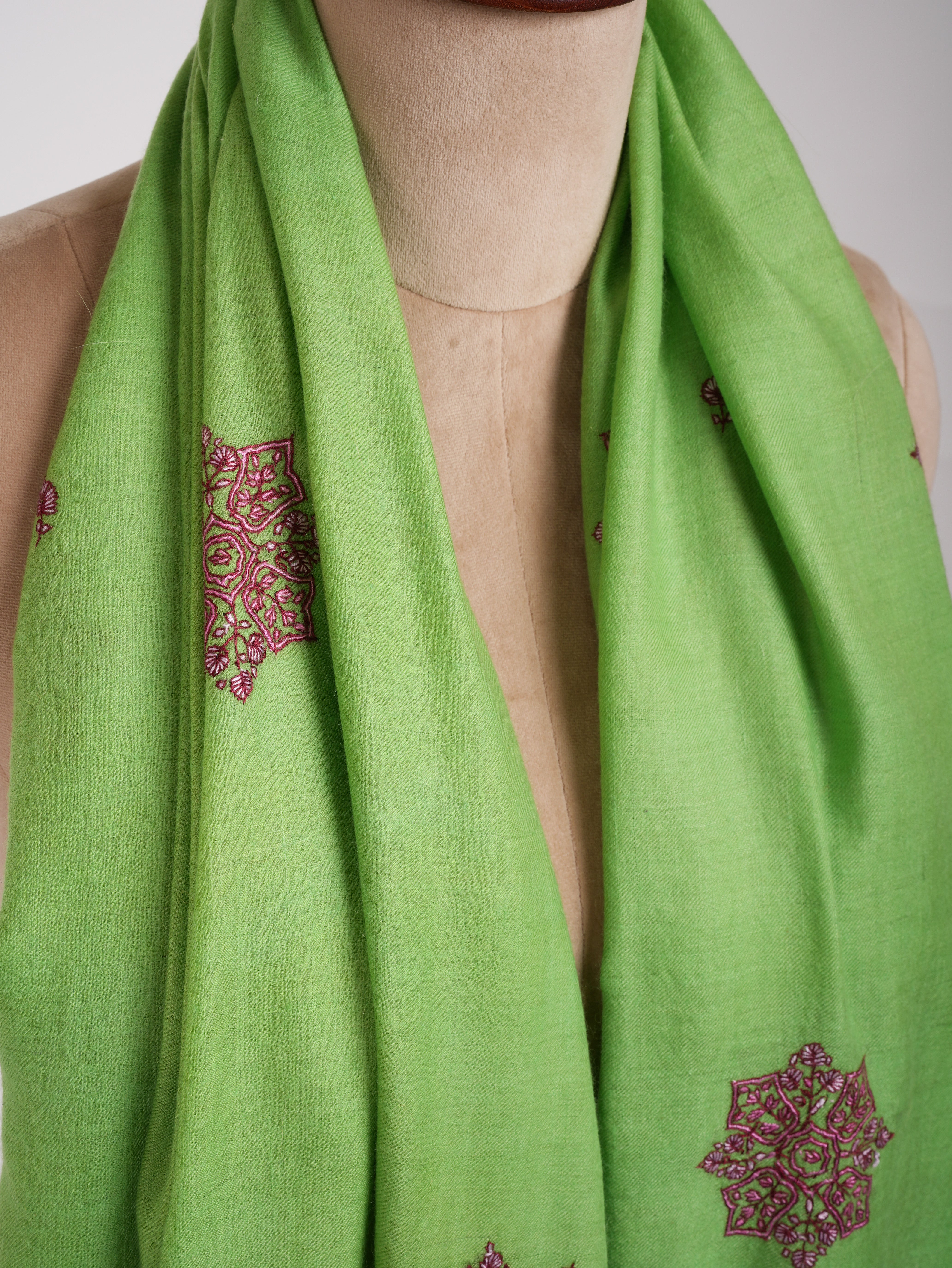 Booti Embroidered Love Bird Color Pure Pashmina Shawl