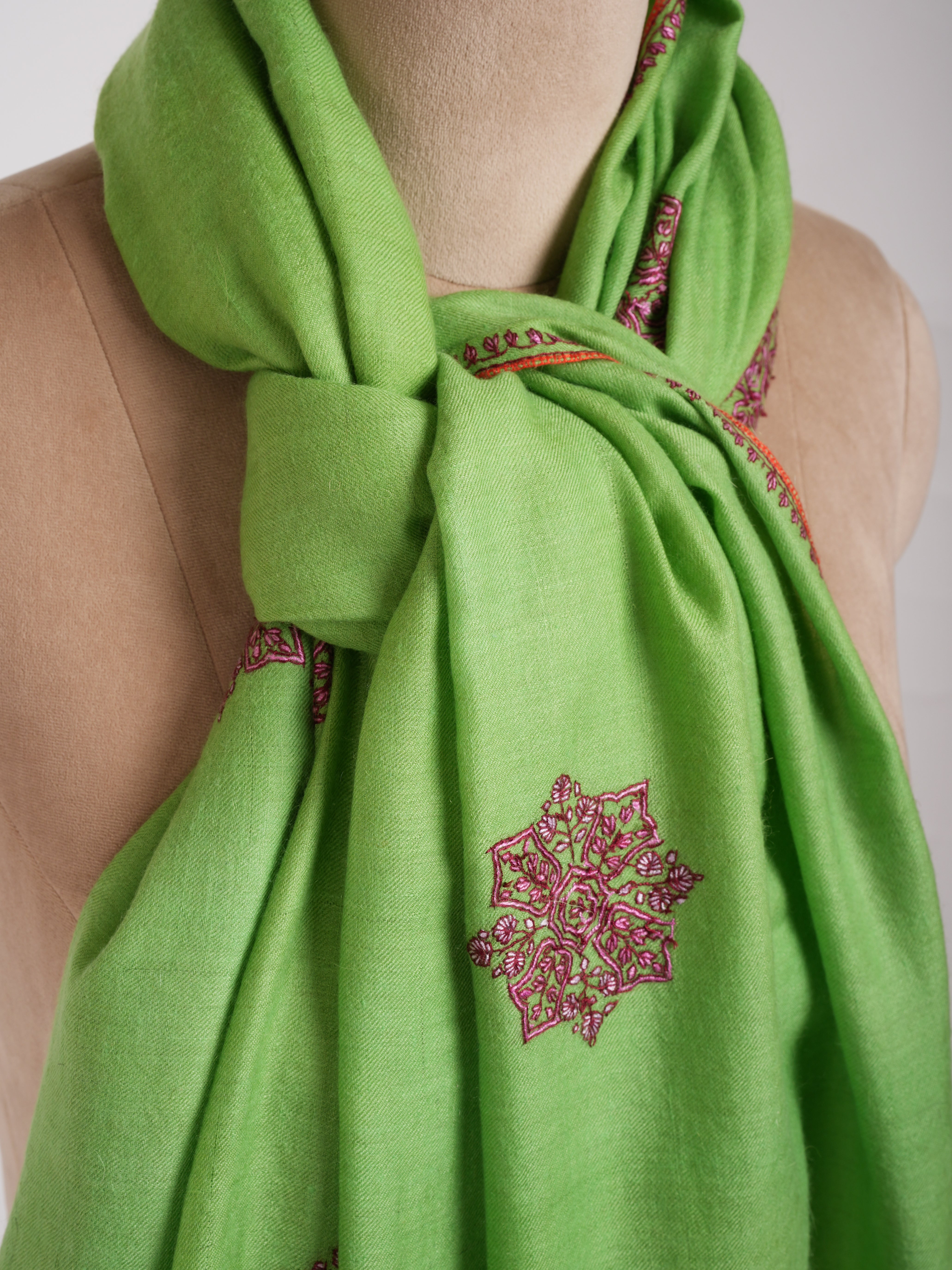 Booti Embroidered Love Bird Color Pure Pashmina Shawl