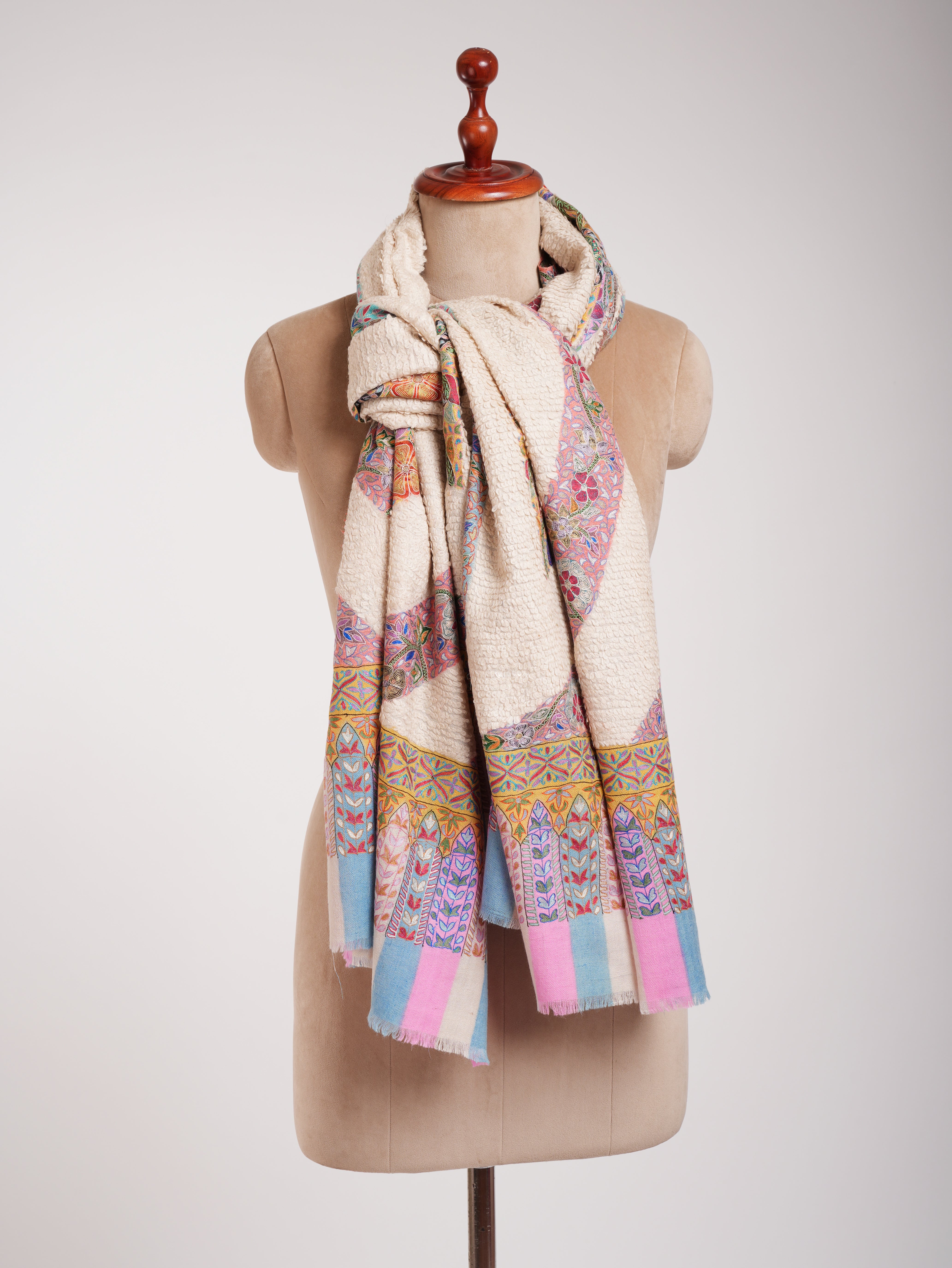 Weave testurita Kalamkari unica nel suo genere Pashmina Wrap