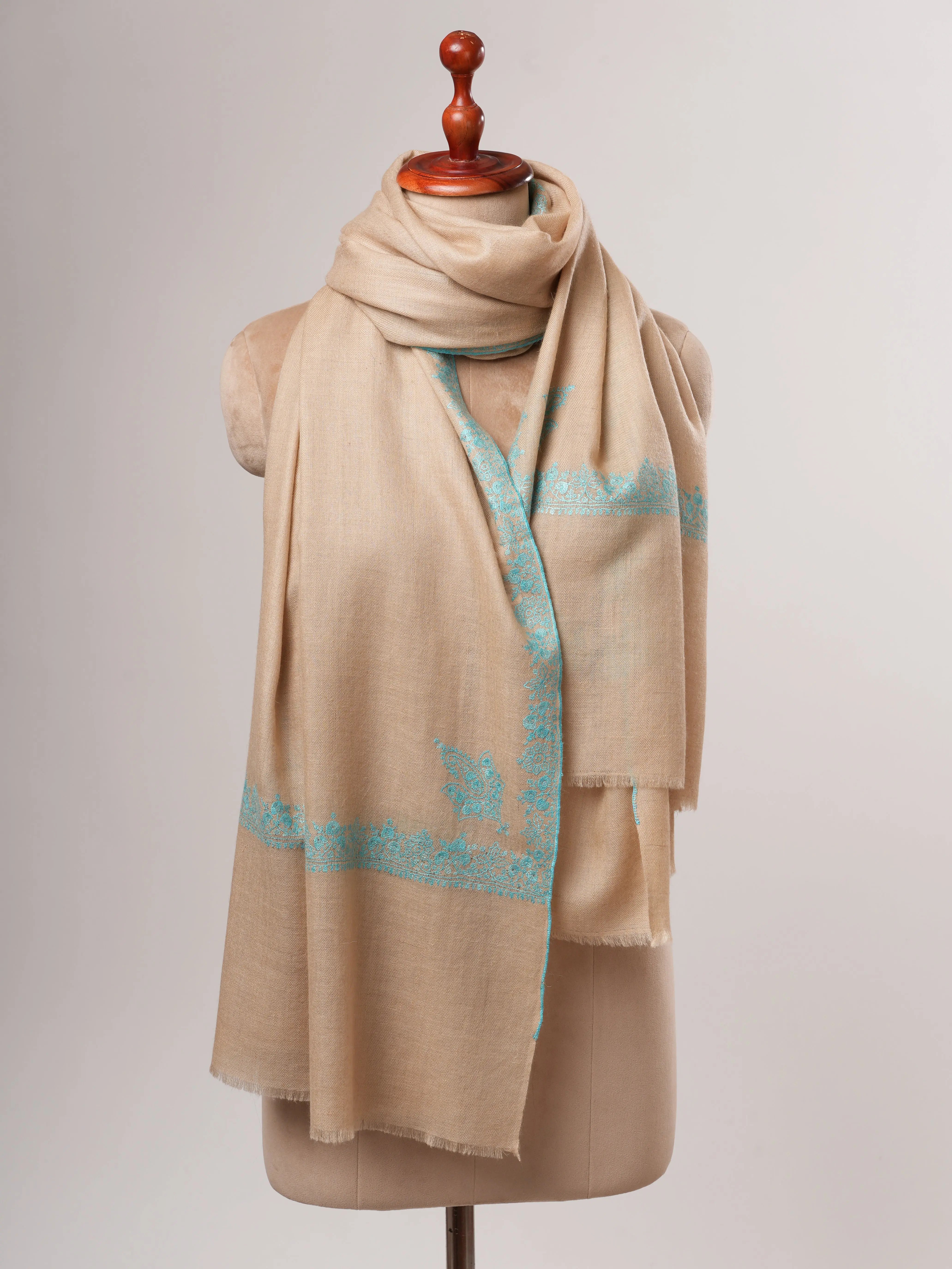 Hashia Embroidered Baby Soft Kashmiri Pashmina Shawl – Elegant Handwoven Luxury Shahkaar