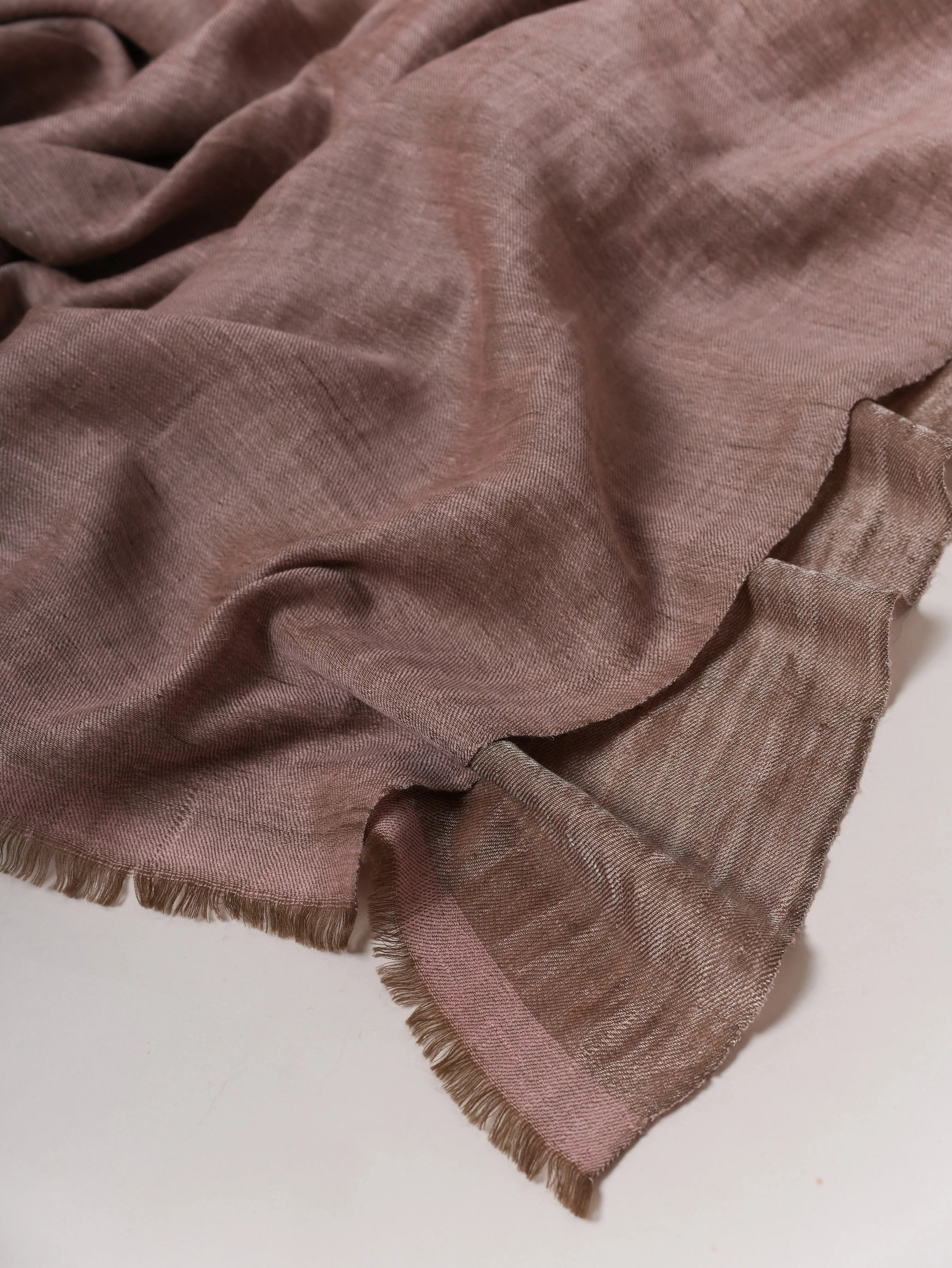 Baby Pink Pashmina Shawl with Zari Finished Reverse Side