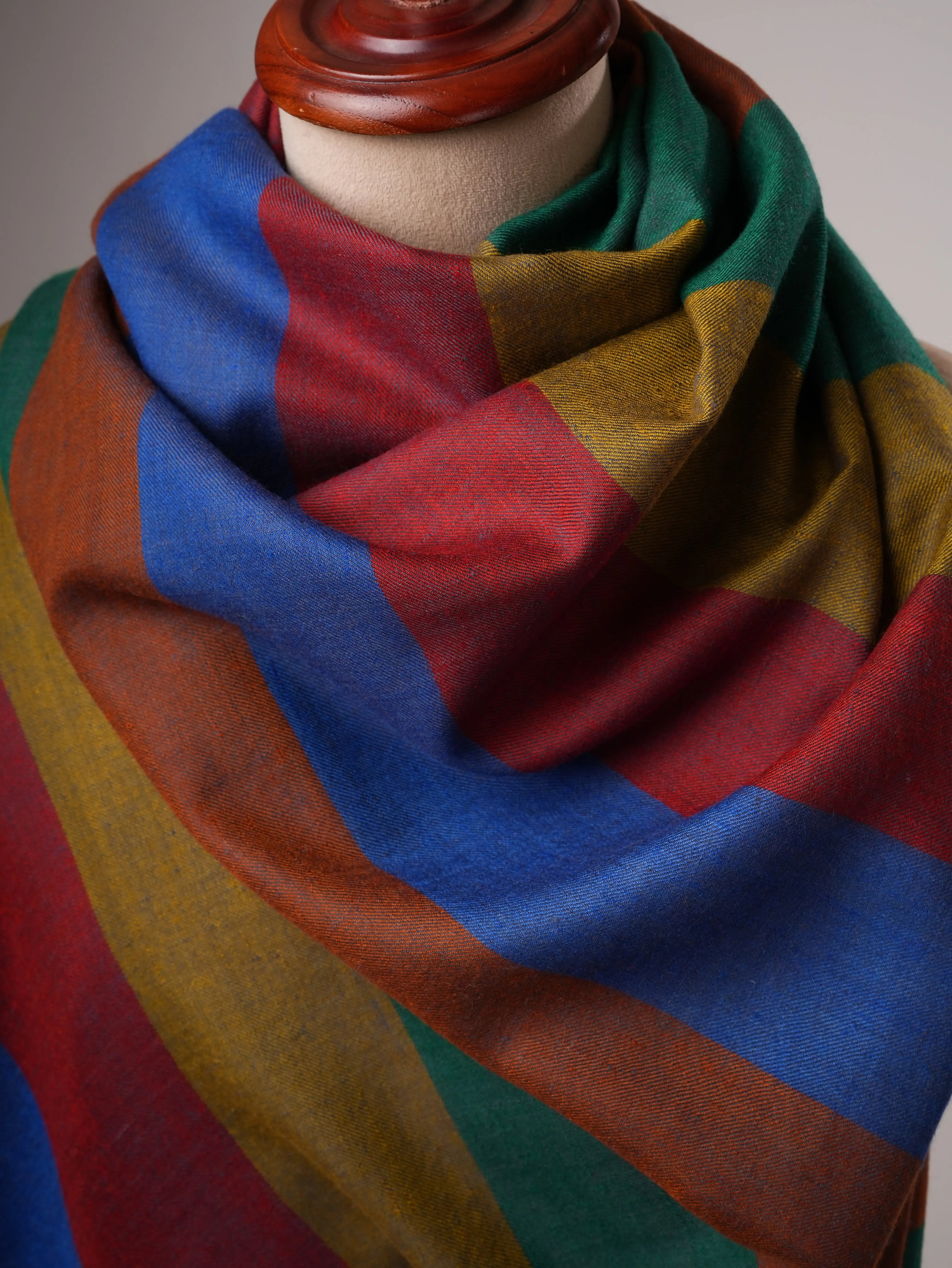 Shahkaar Featherlight Striped Handloom Pashmina Shawl Shahkaar