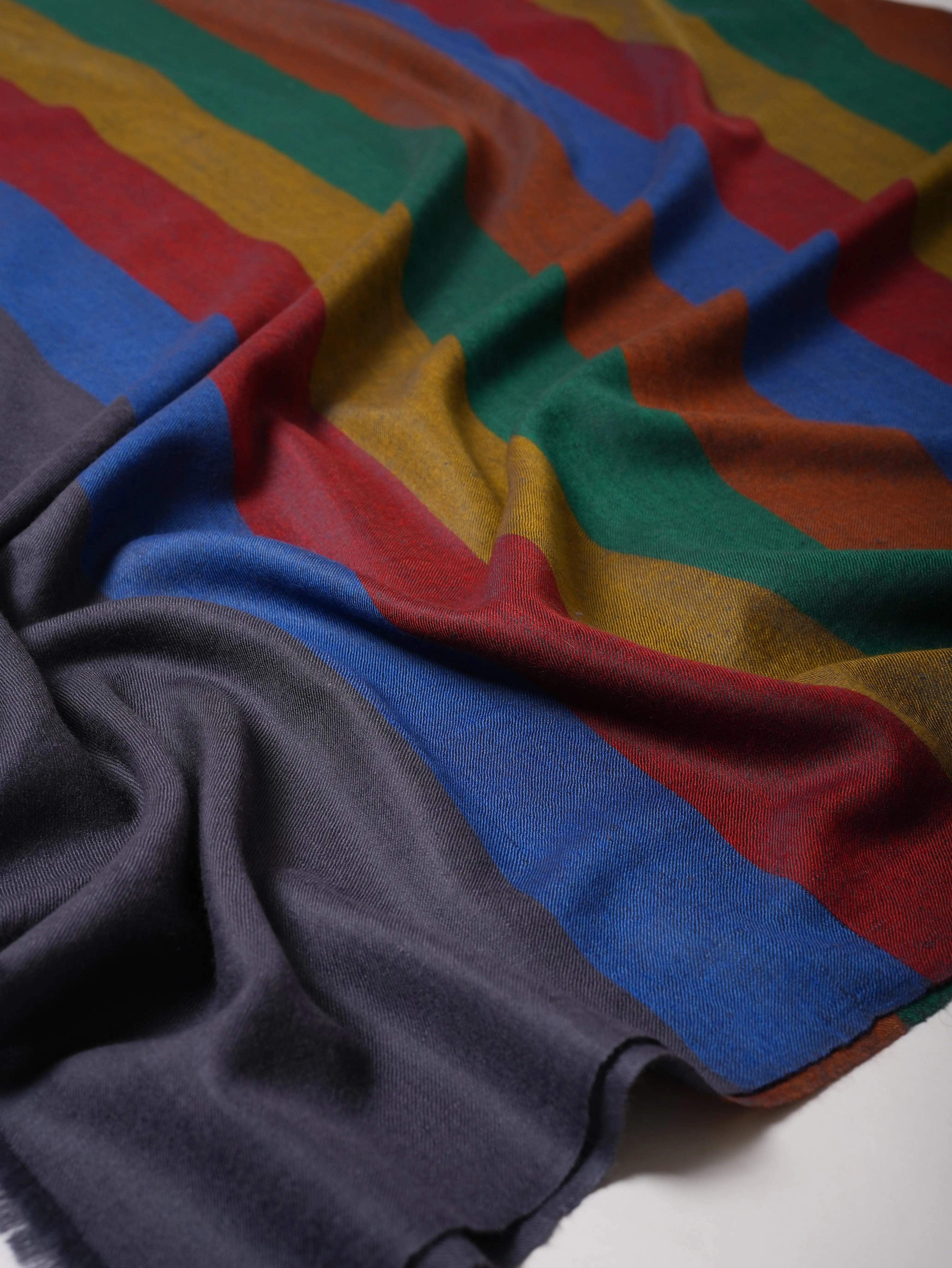 Shahkaar Featherlight Striped Handloom Pashmina Shawl Shahkaar