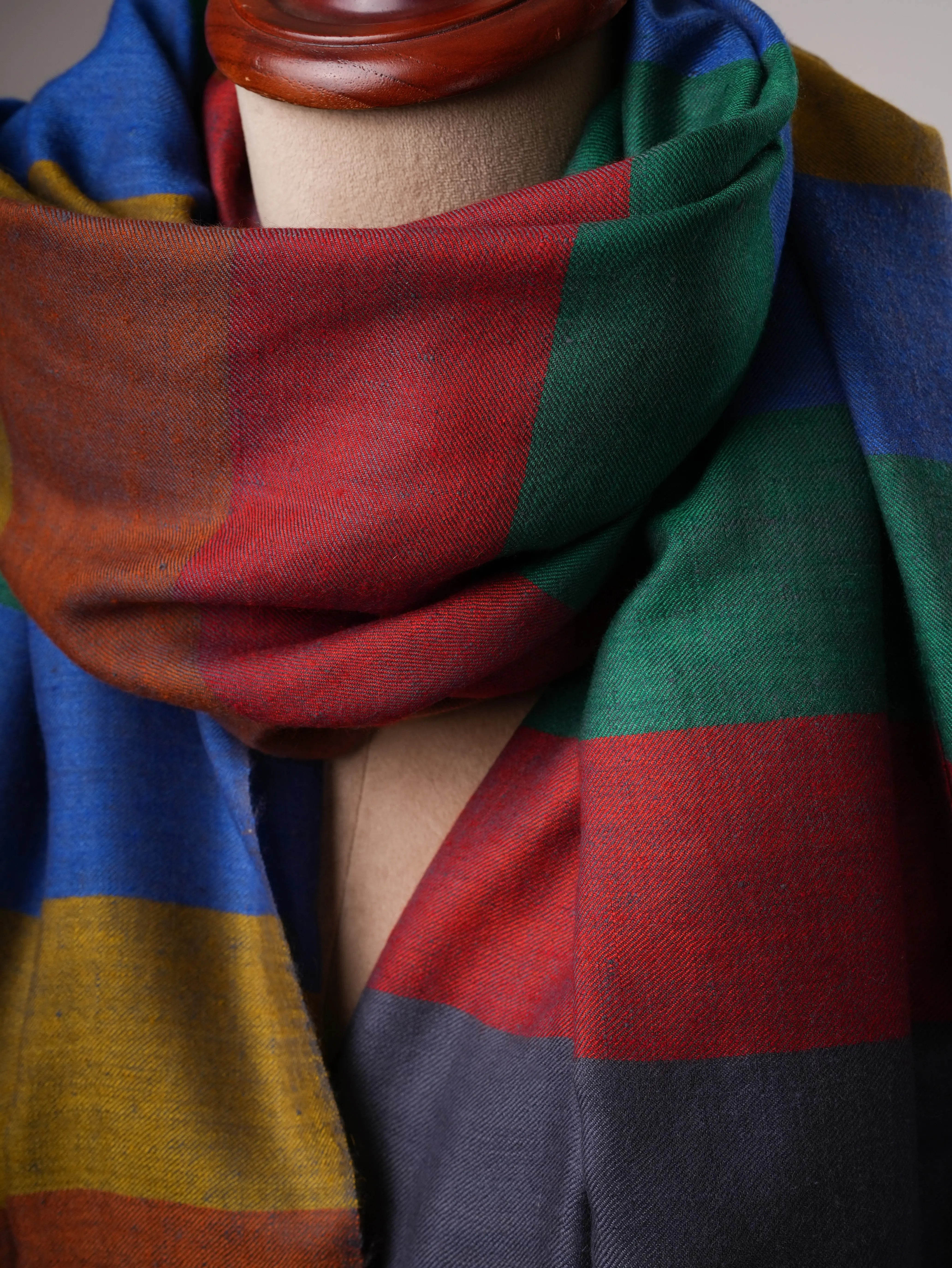 Shahkaar Striped Featherlight Handloom Pashmina Shawl Shahkaar