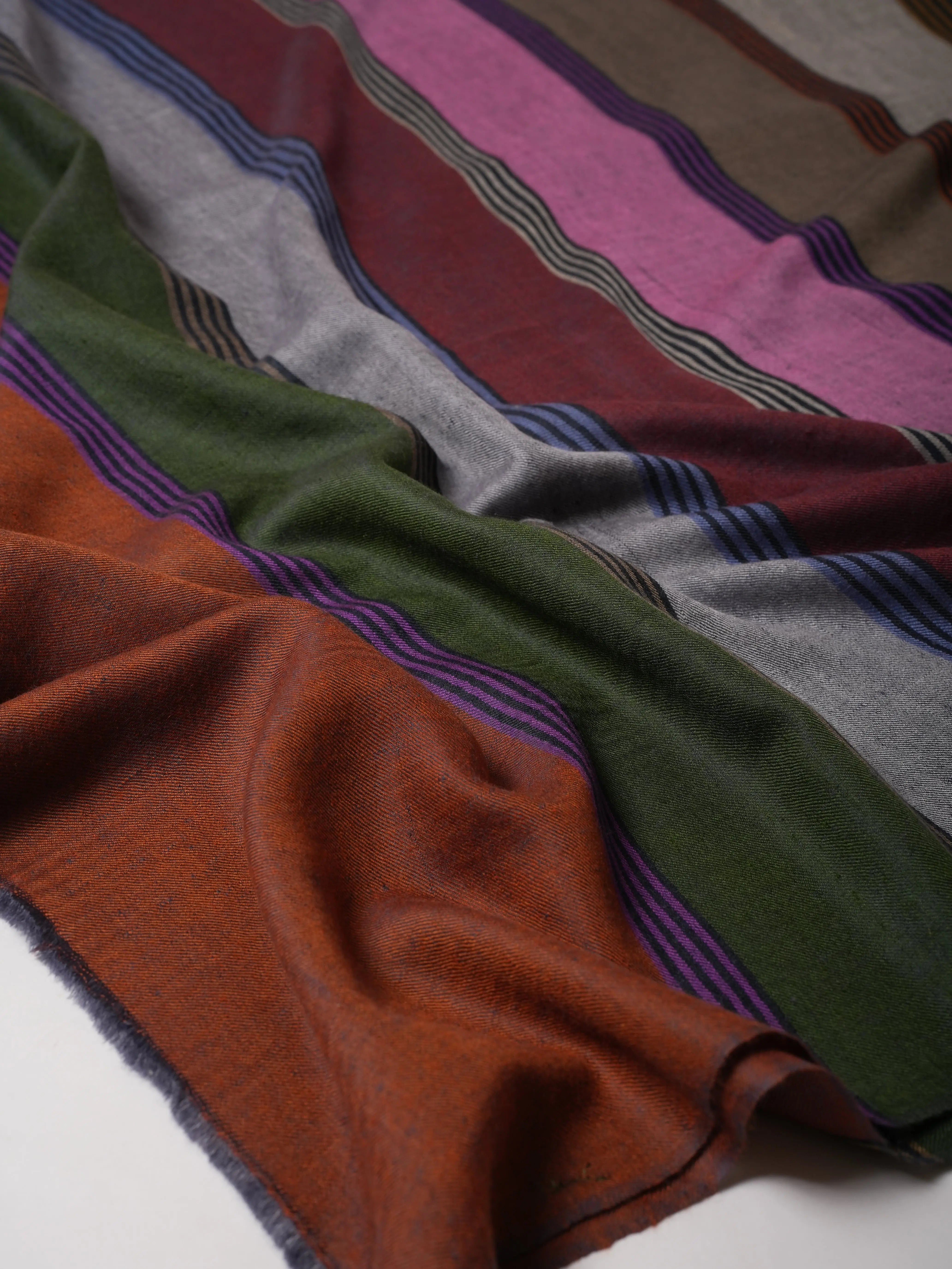 Warm Featherlight Striped Handloomed Pashmina Shawl Shahkaar