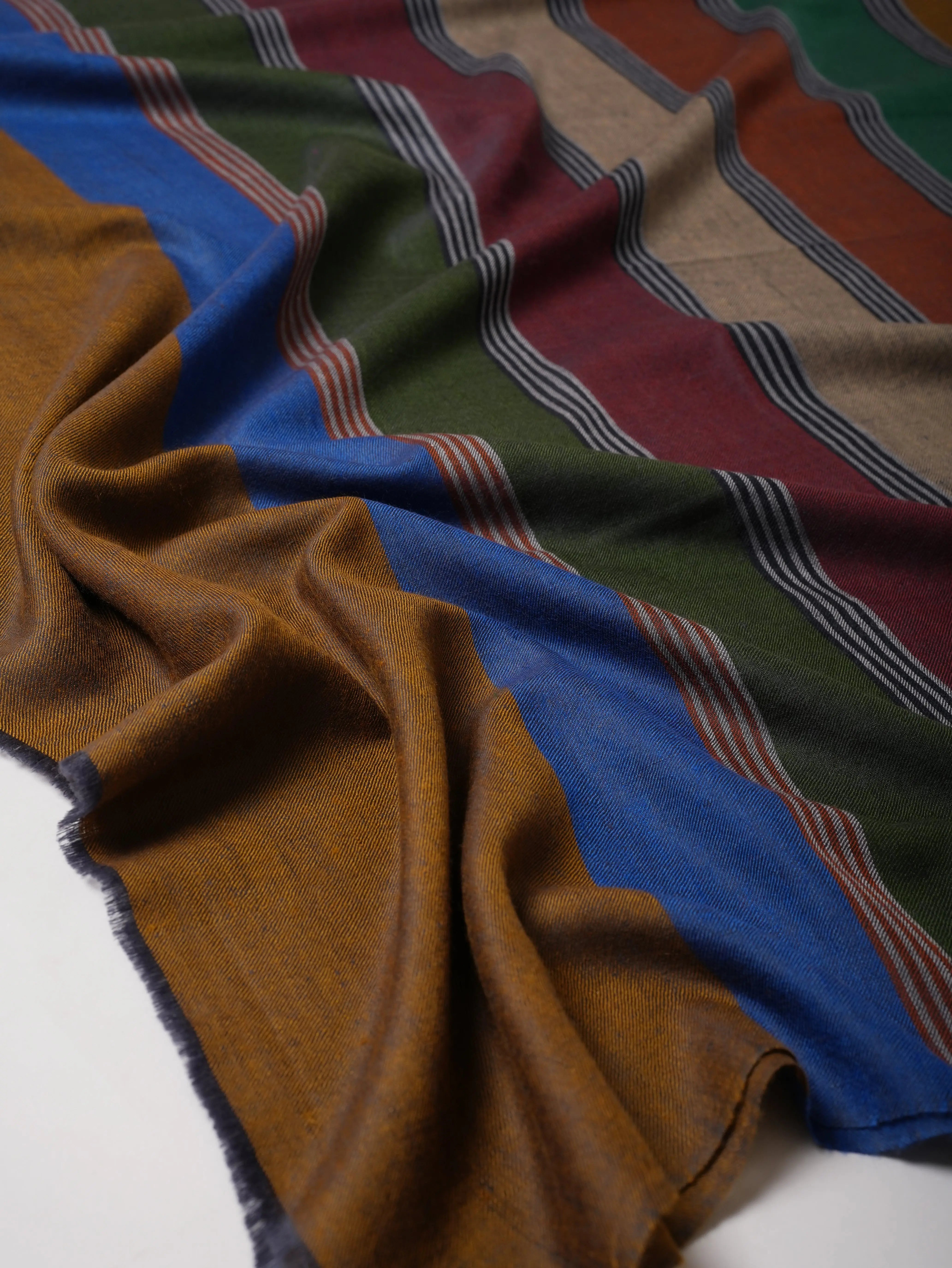 Multicolor Striped Contemporary Handloom Pashmina Shawl Shahkaar