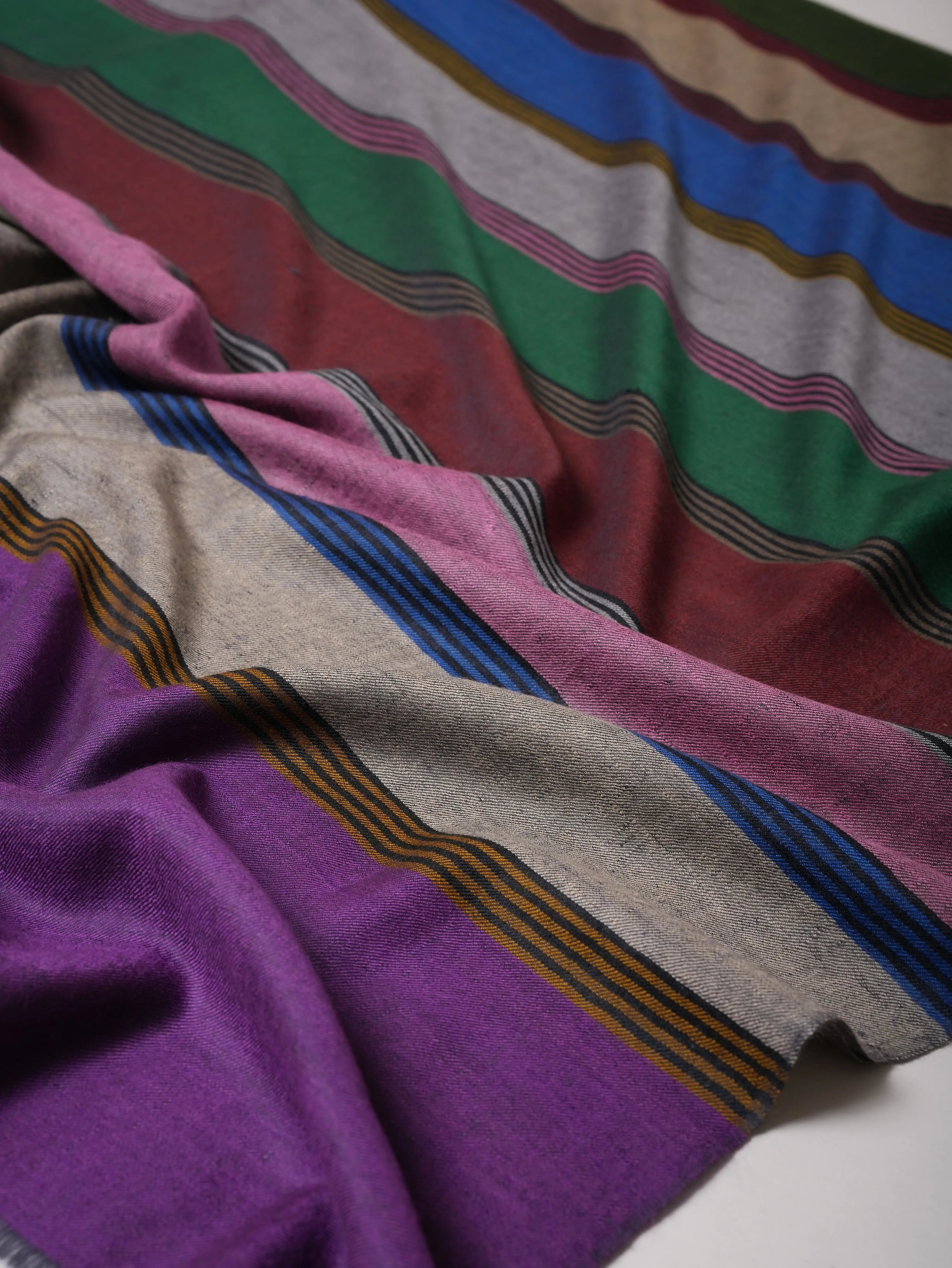 Handloomed Striped Featherlight Pashmina Shawl Shahkaar