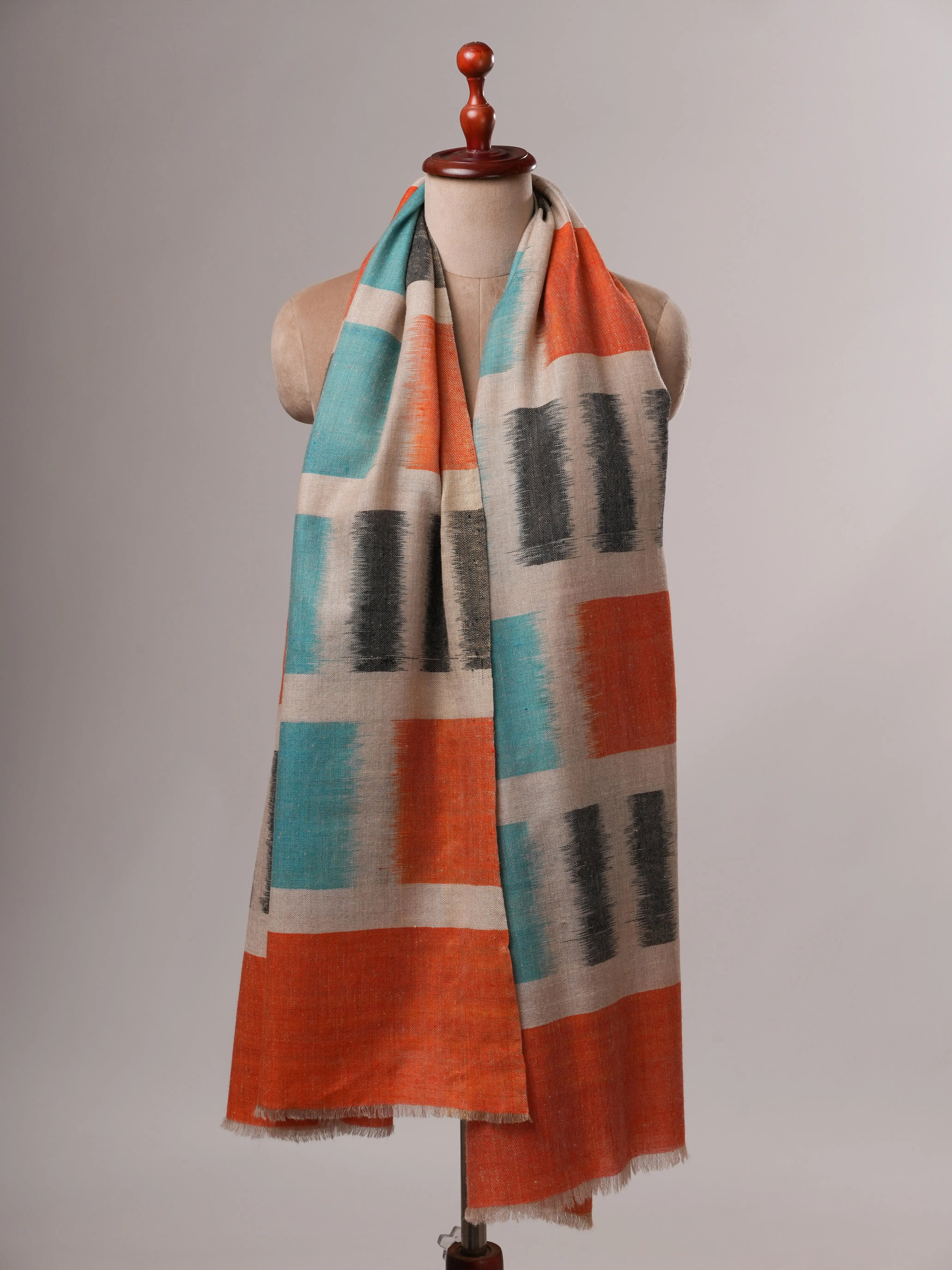 Metalik Zari Uçlu El Dokuması İkat Pashmina Şal