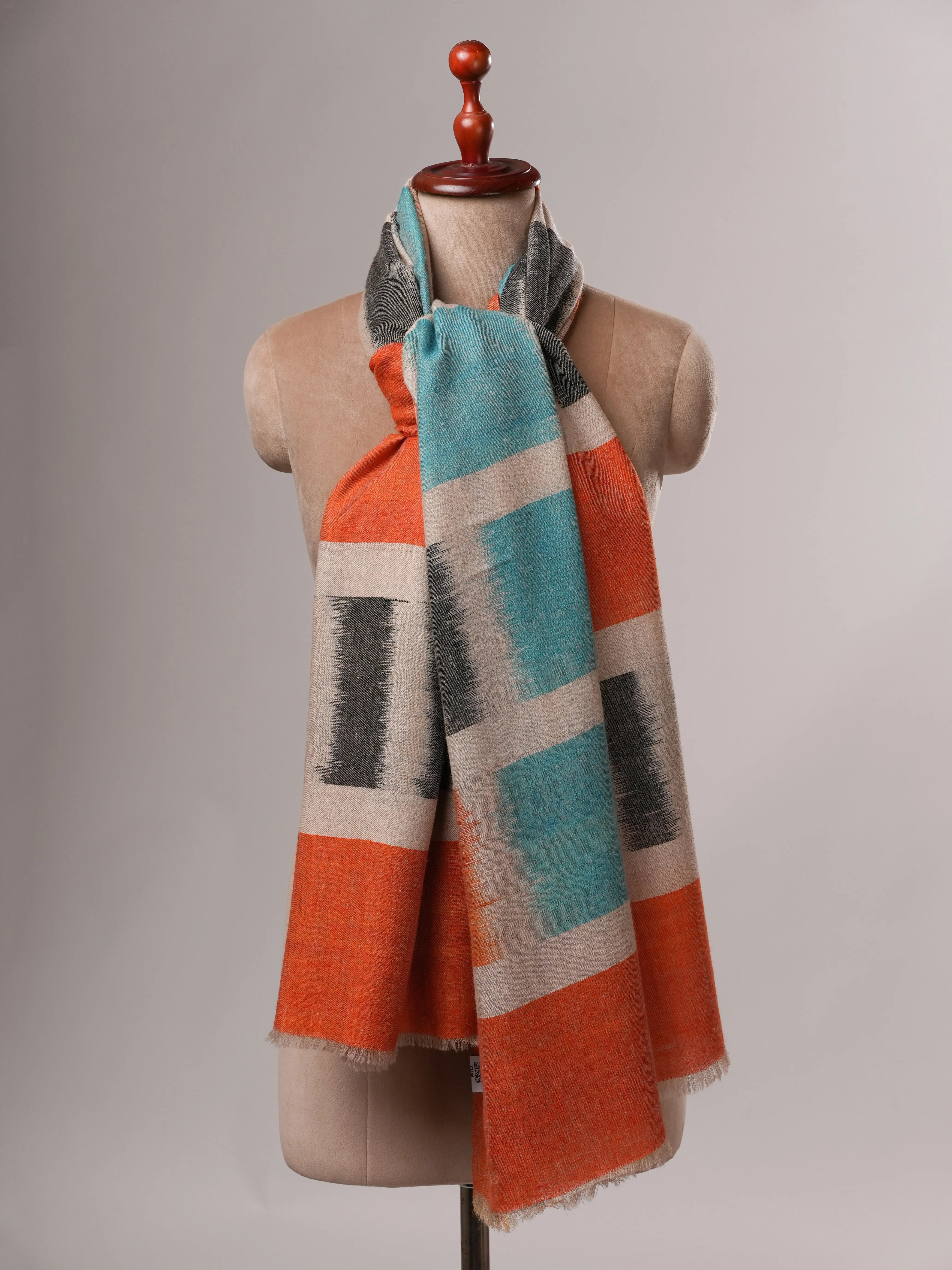 Metalik Zari Uçlu El Dokuması İkat Pashmina Şal