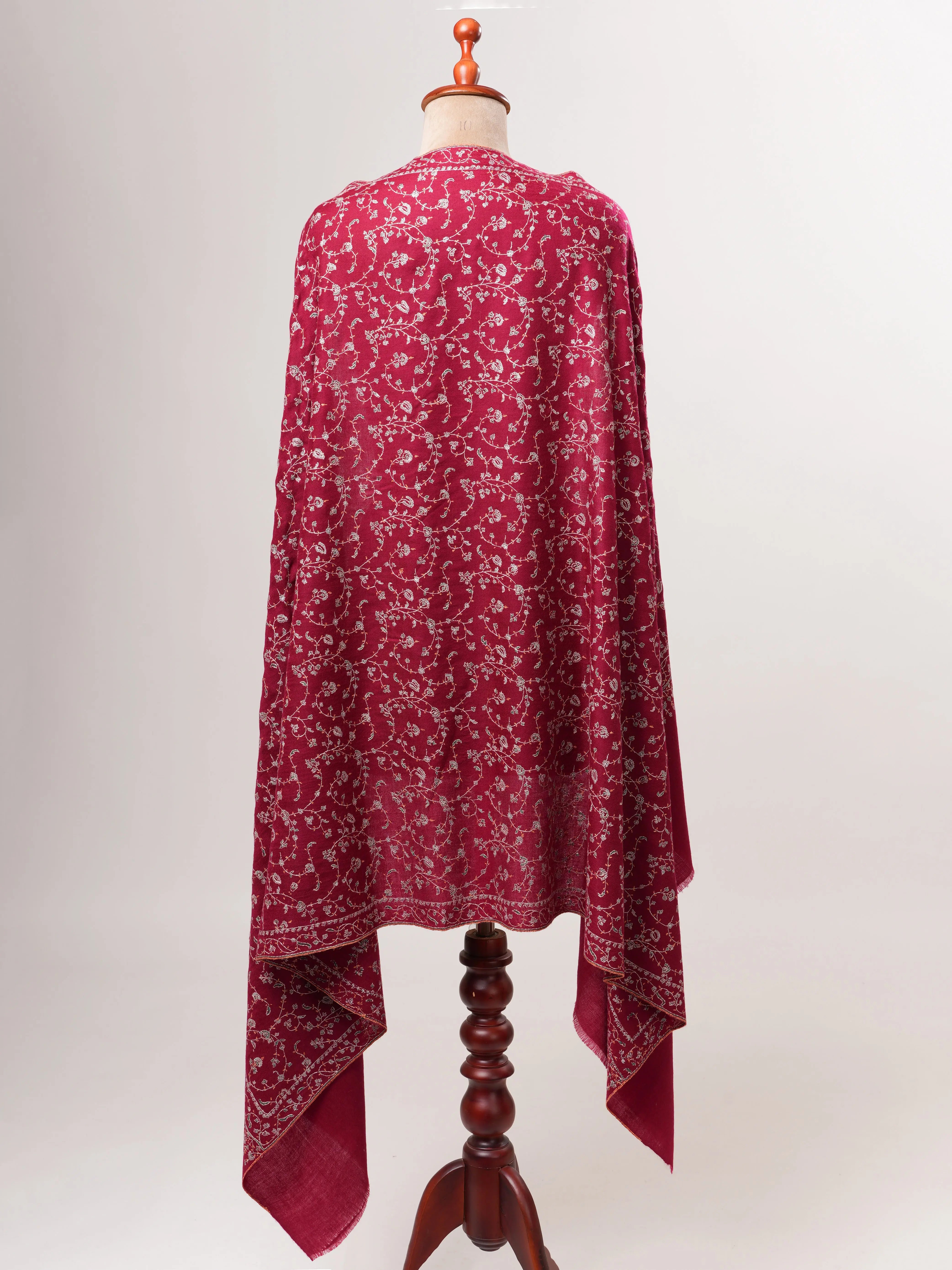 Pure Kashmiri Pashmina Shawl with Fine Jali Needlework Shahkaar