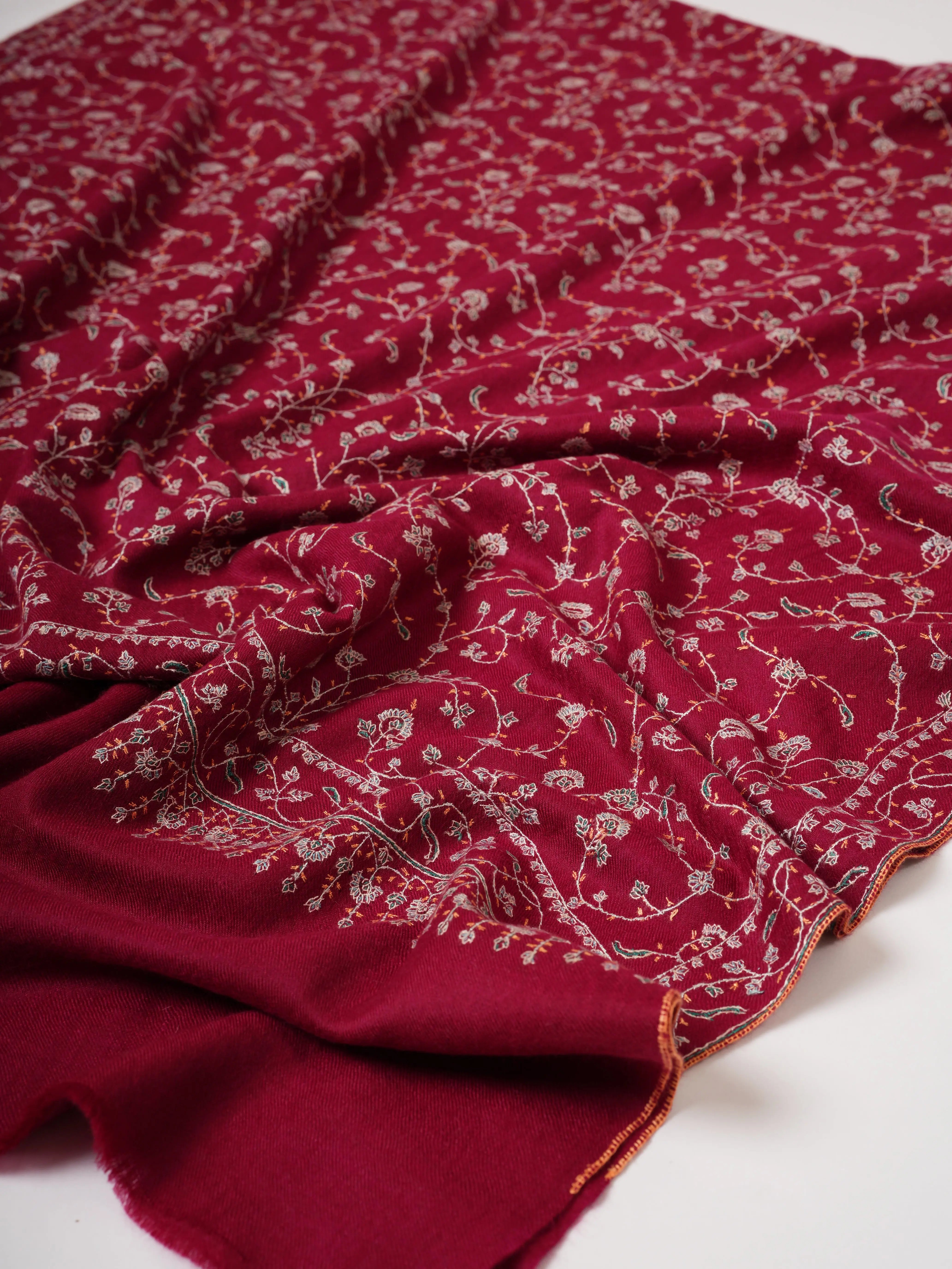 Pure Kashmiri Pashmina Shawl with Fine Jali Needlework Shahkaar