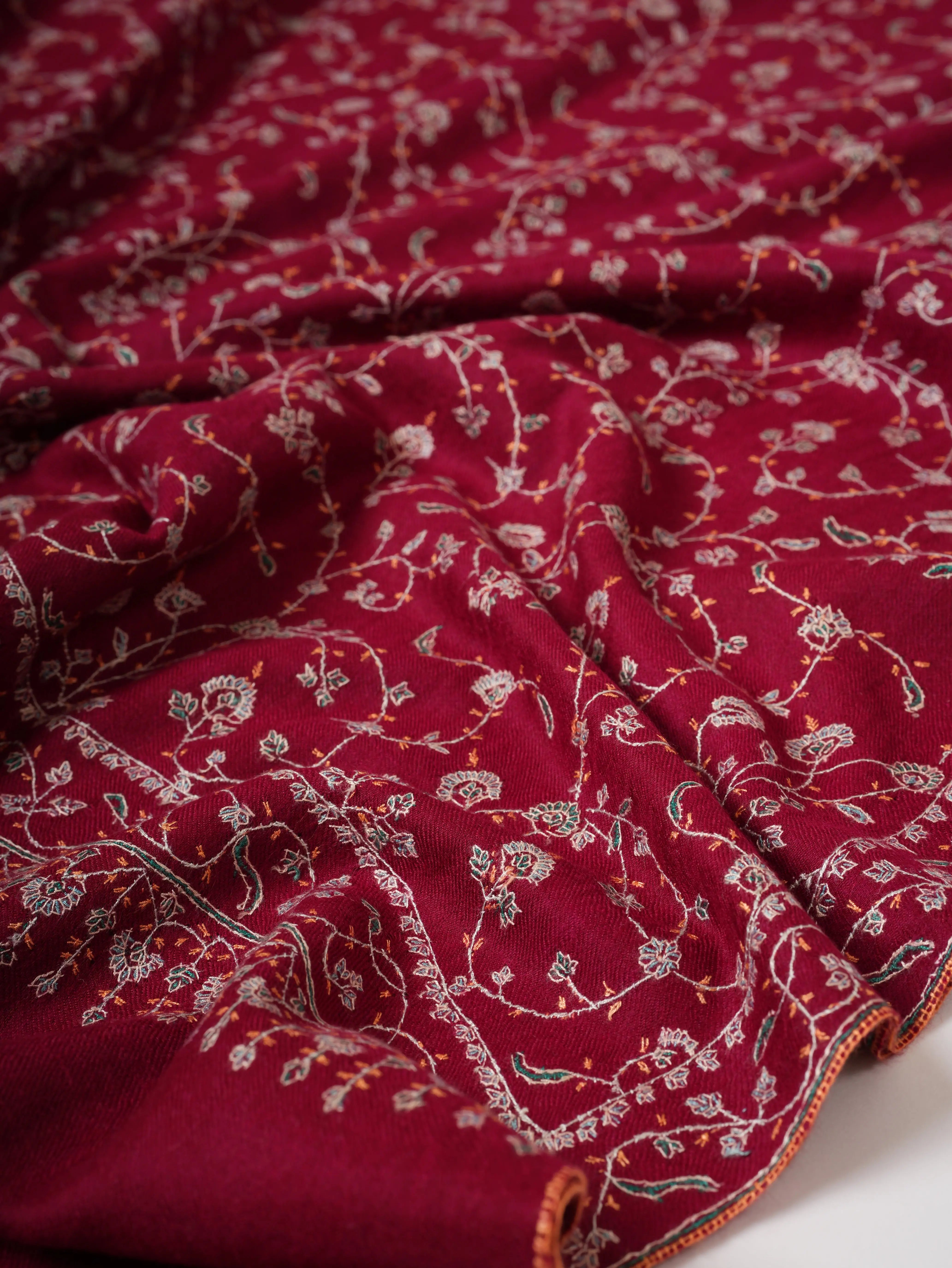 Pure Kashmiri Pashmina Shawl with Fine Jali Needlework Shahkaar