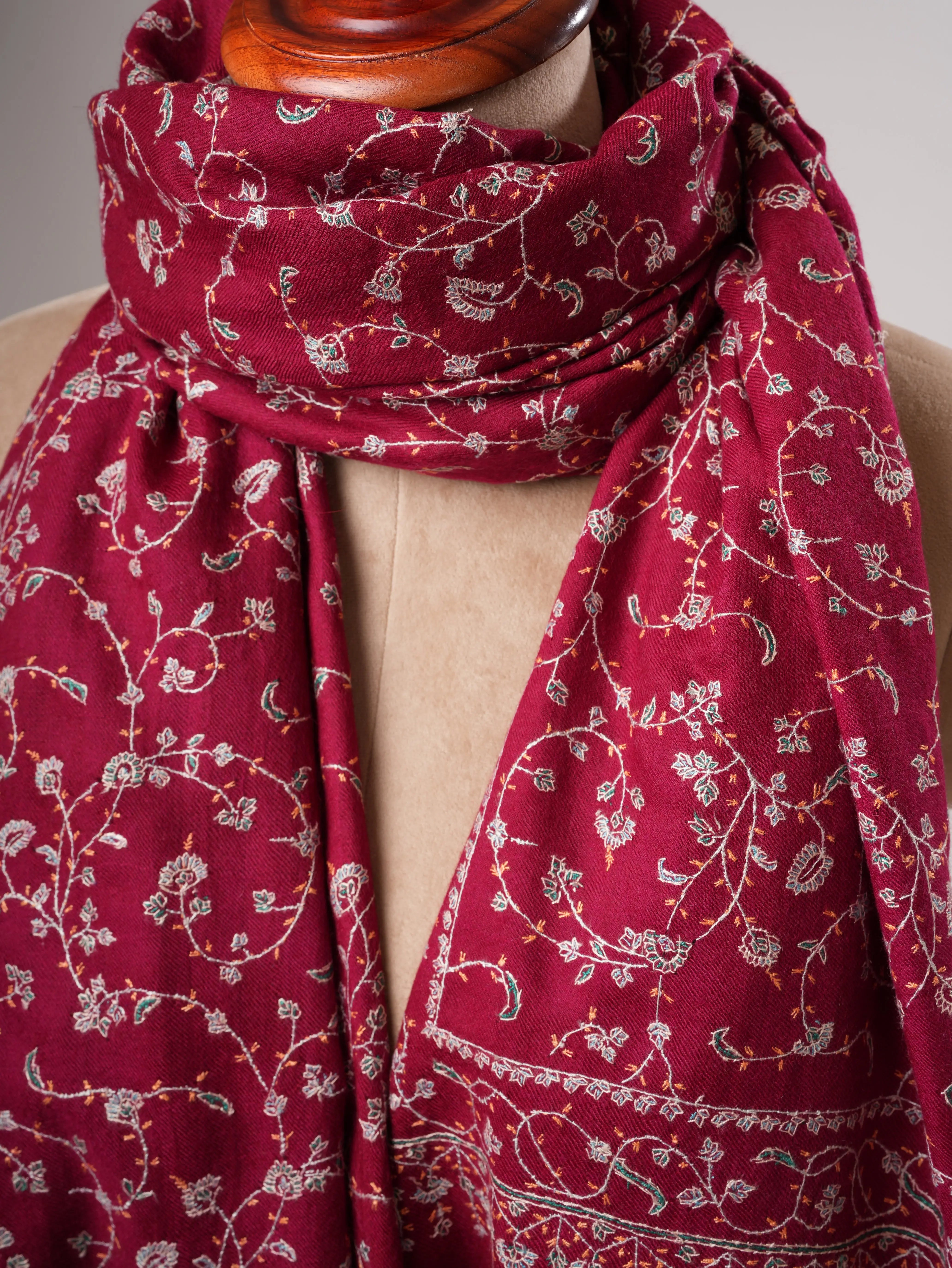 Pure Kashmiri Pashmina Shawl with Fine Jali Needlework Shahkaar