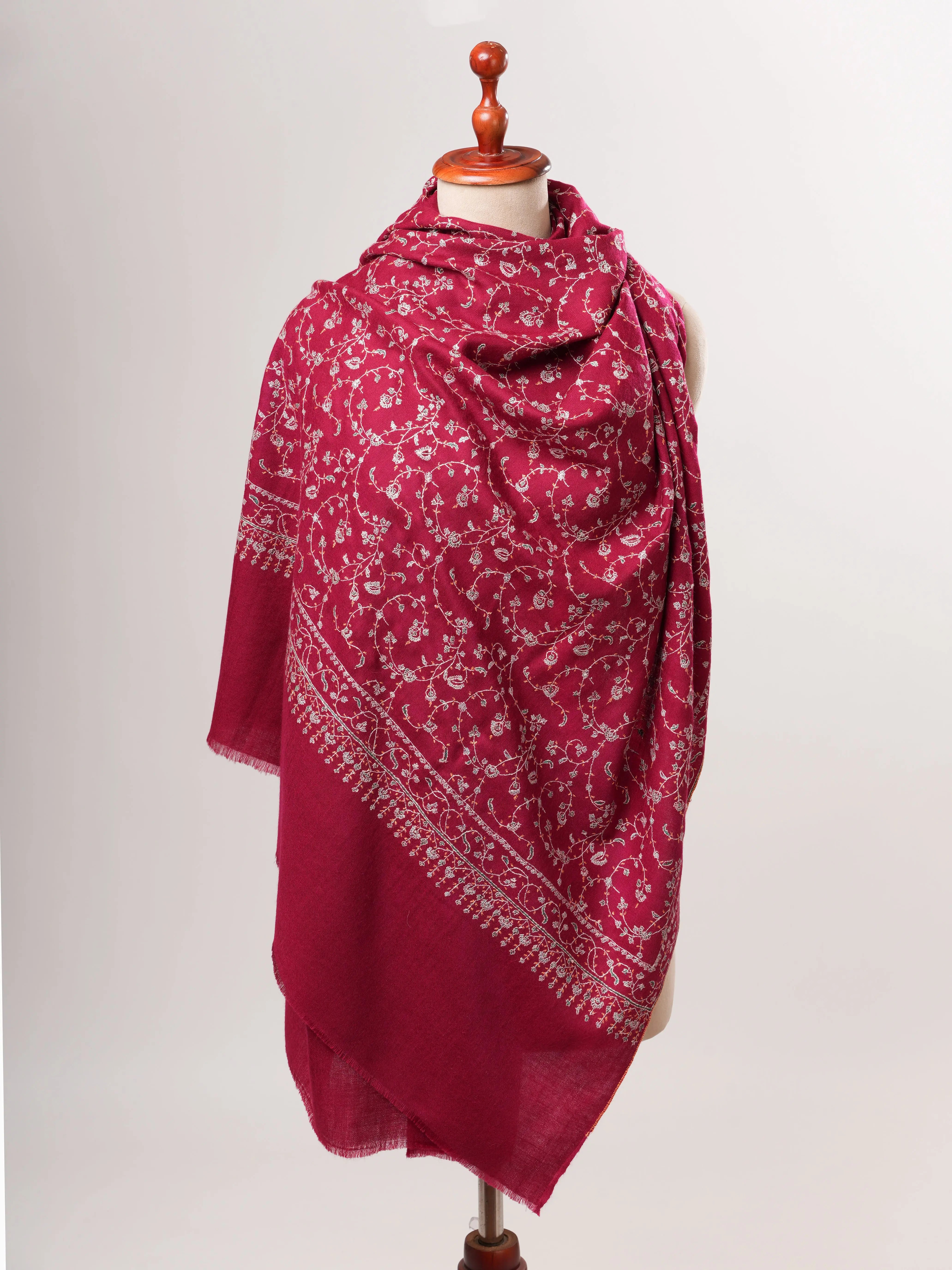 Pure Kashmiri Pashmina Shawl with Fine Jali Needlework Shahkaar