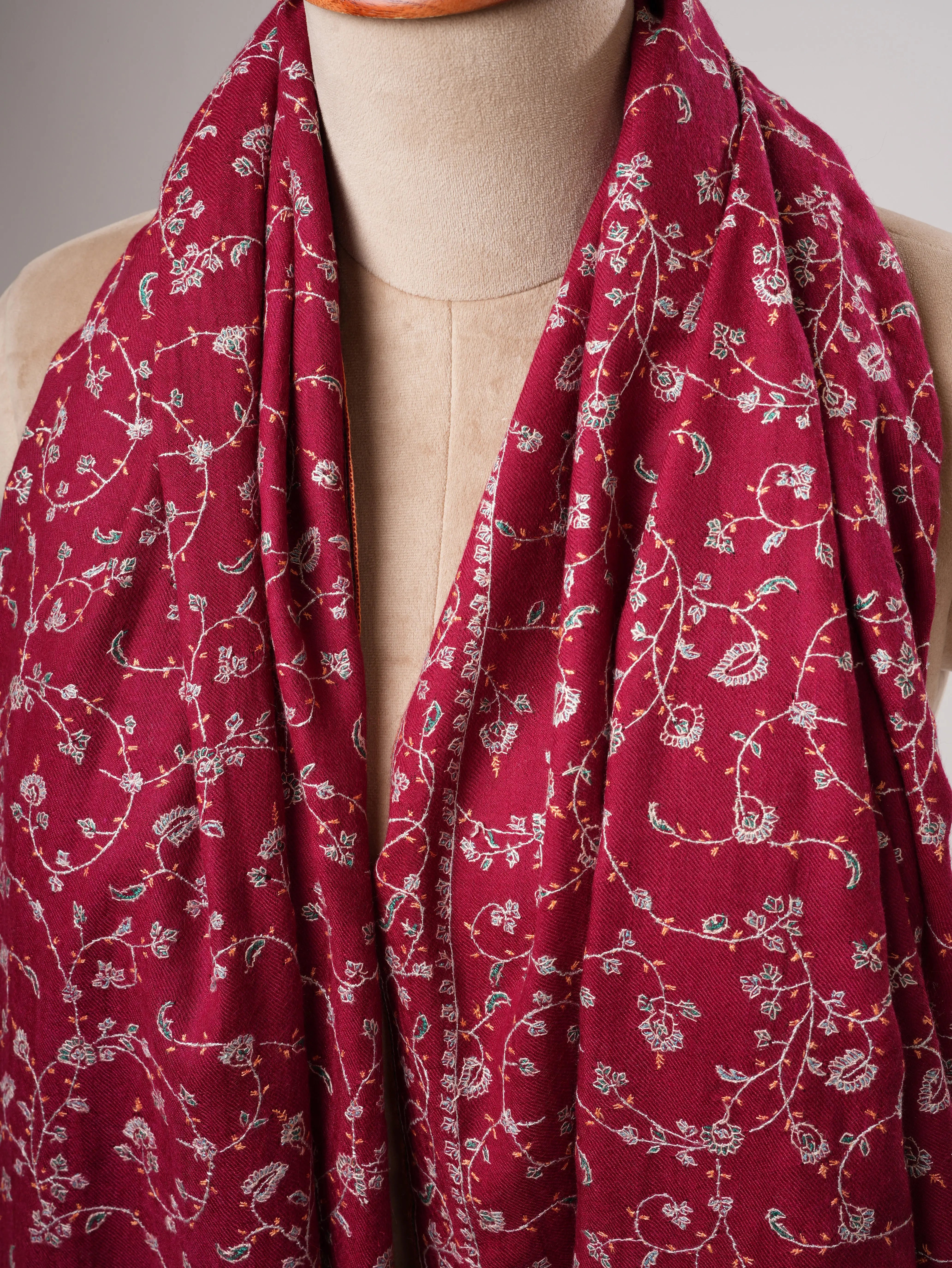 Pure Kashmiri Pashmina Shawl with Fine Jali Needlework Shahkaar